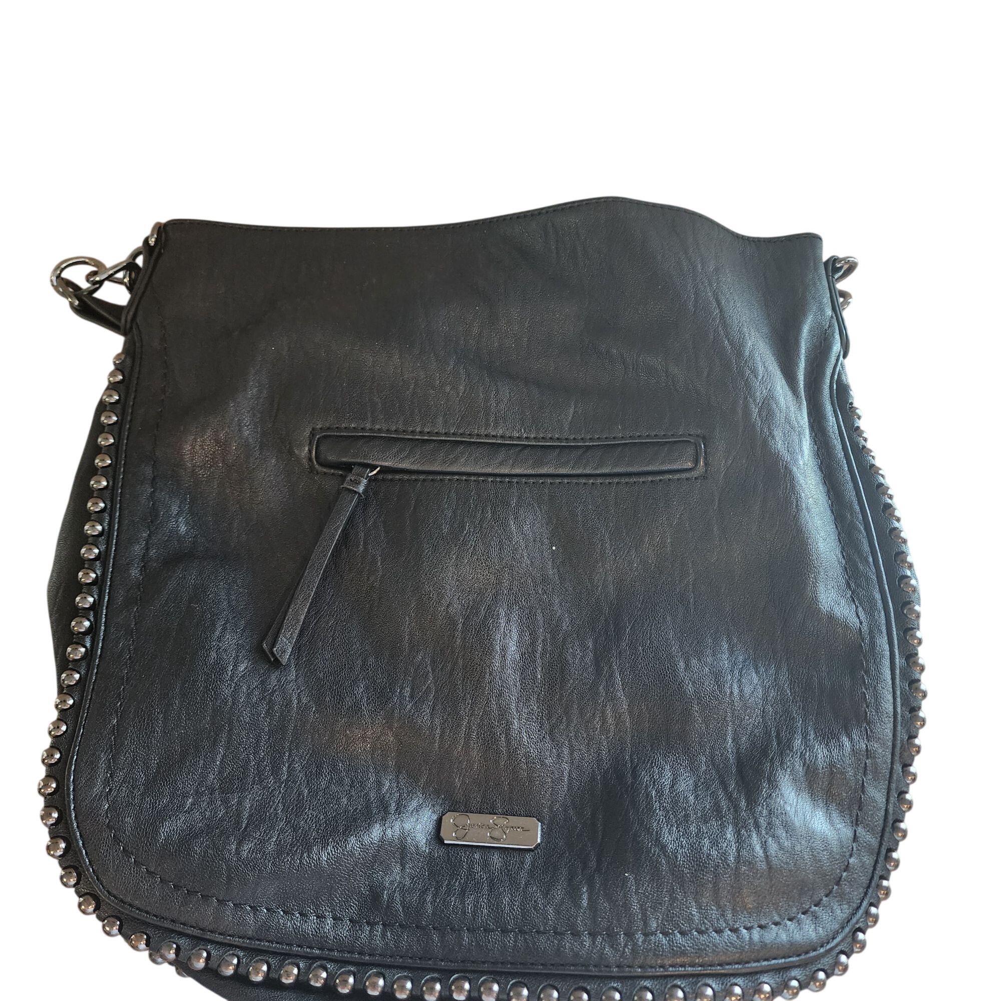 Jessica Simpson Jessica Simpson studded black leather hobo shoulder Biker ba Size ONE SIZE - 5 Thumbnail