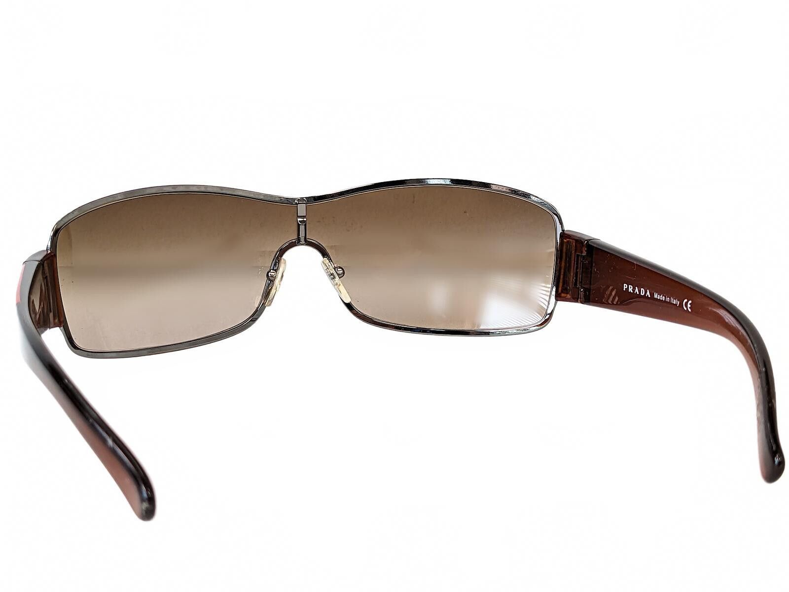 Prada Prada SPS 52E Sunglasses Italy Linea Rossa Face Shield Brown Size ONE SIZE - 10 Thumbnail