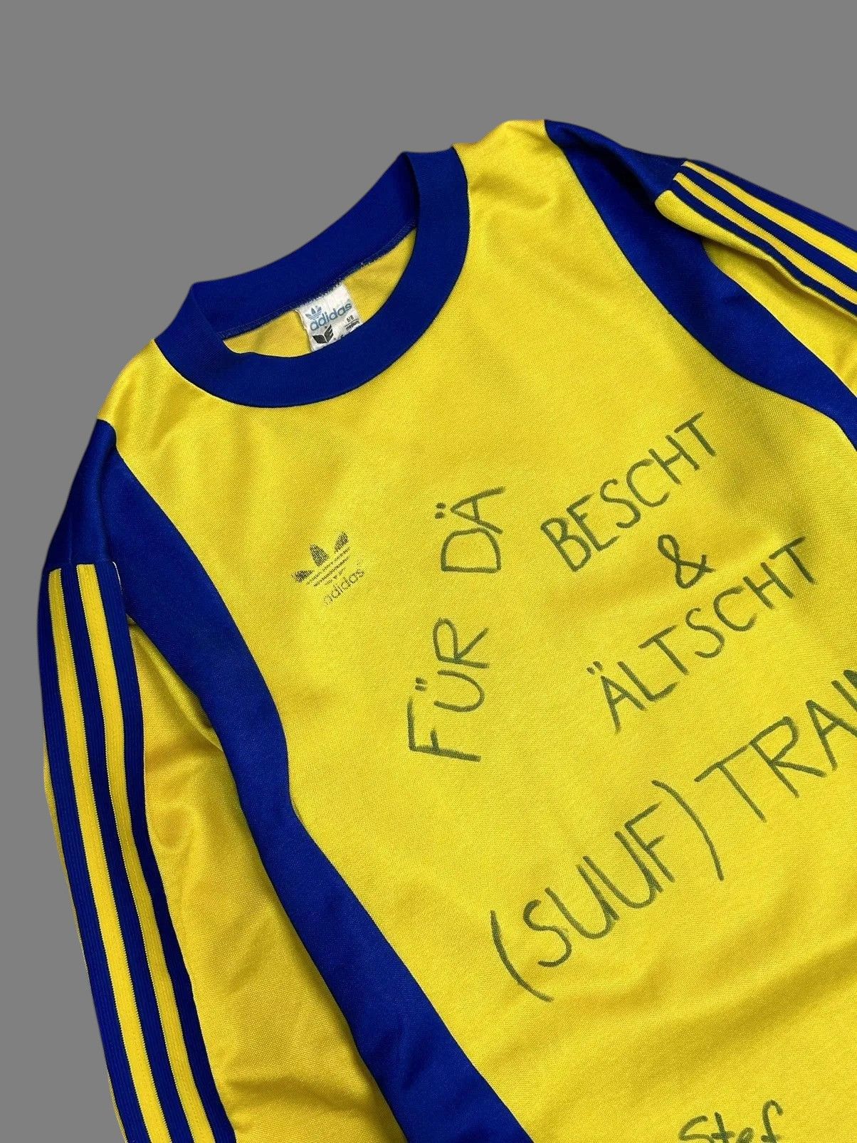 Vintage Adidas Retro 1990s Football Top Longsleeve Yellow Vintage Size US M / EU 48-50 / 2 - 2 Thumbnail