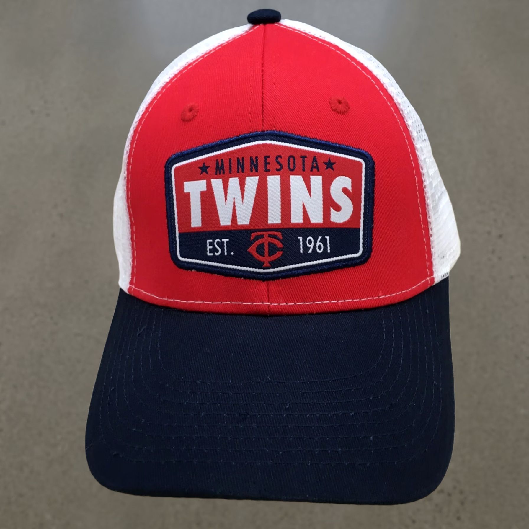 Twins Minnesota Twins Trucker Hat Mens Red OS Adjustable Curved Brim Embroidered Logo Size ONE SIZE - 1 Thumbnail