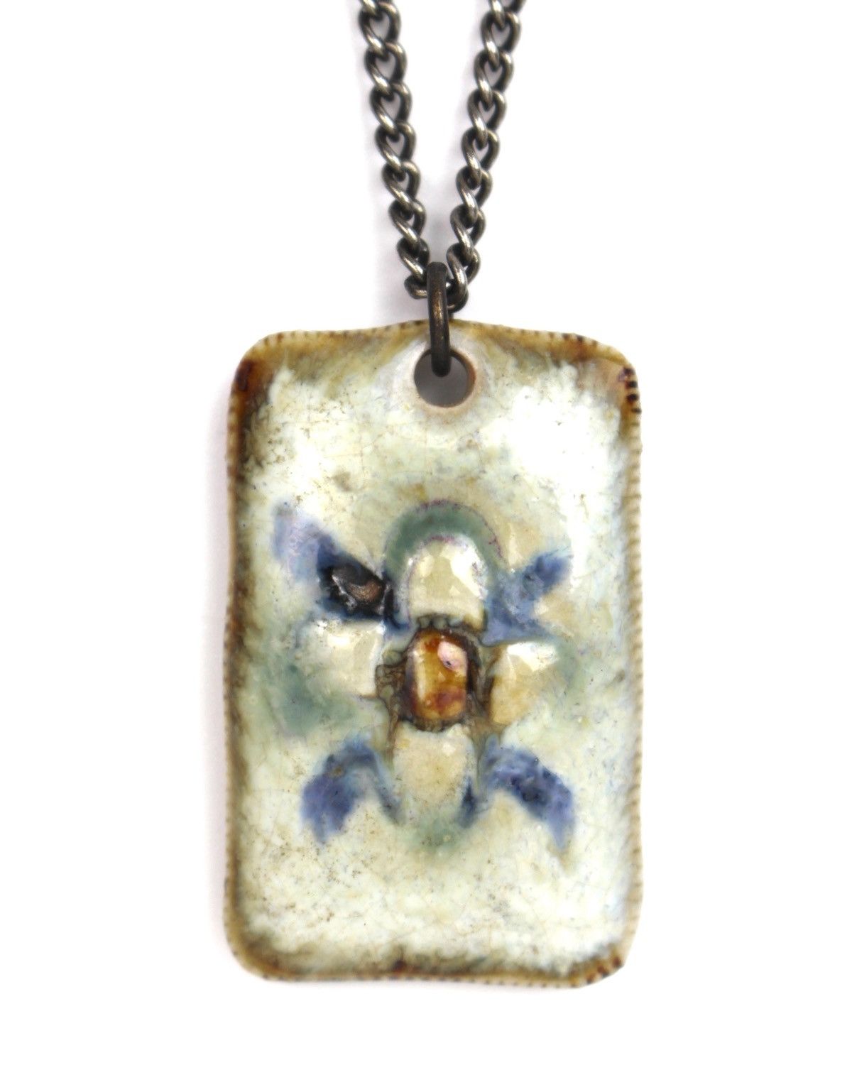 Vintage 1980S JAPANESE MADE WABI-SABI FLOWER TILE NECKLACE Size ONE SIZE - 1 Thumbnail