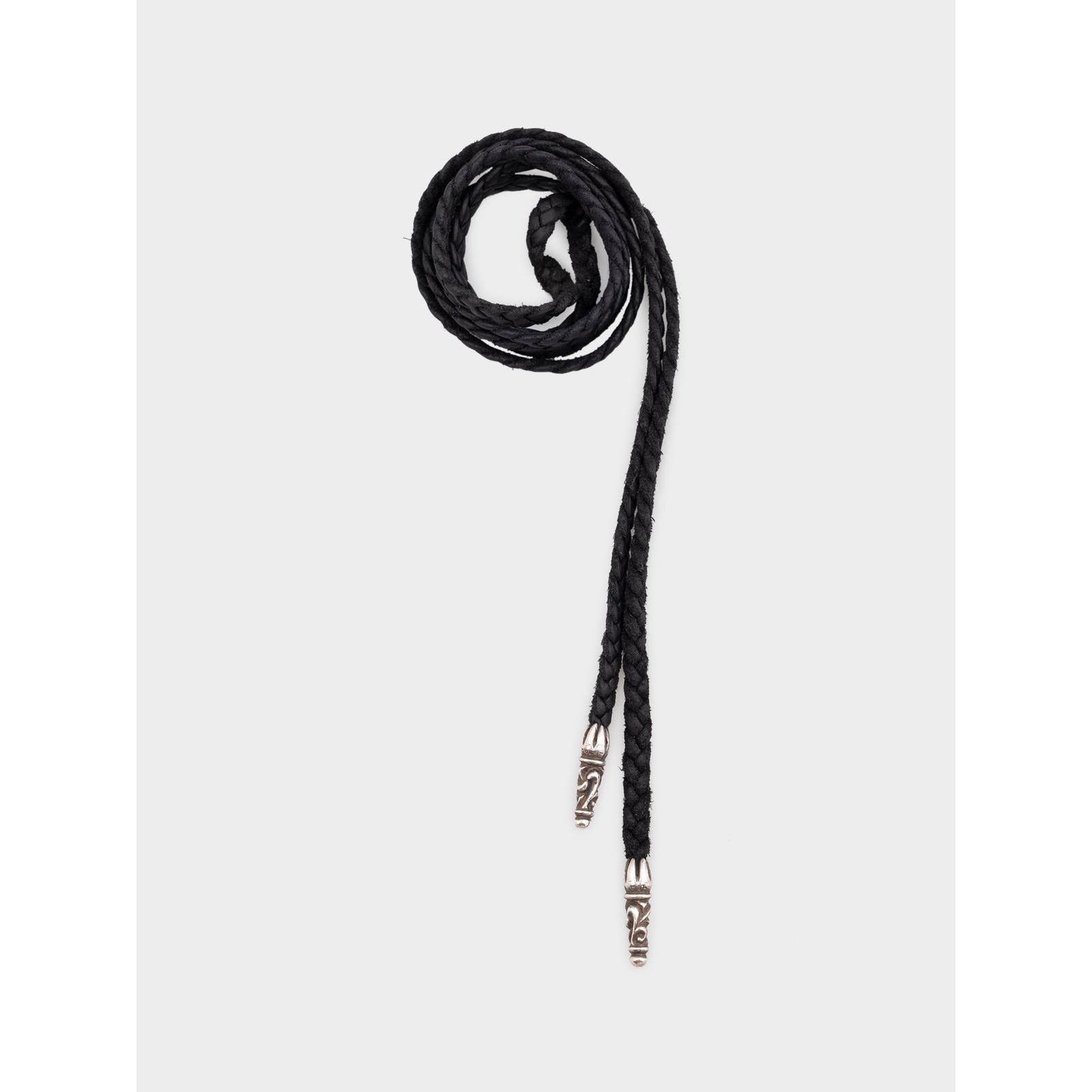 image of Chrome Hearts Braided Leather Rope Necklace in Silver, Men's
