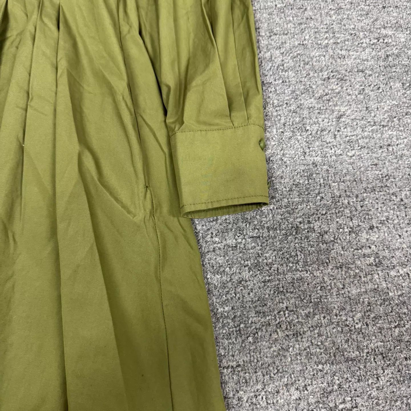Max Mara Max Mara Olive Green Pleated Shirtdress 36 Long Midi 99 New Size S / US 4 / IT 40 - 3 Thumbnail