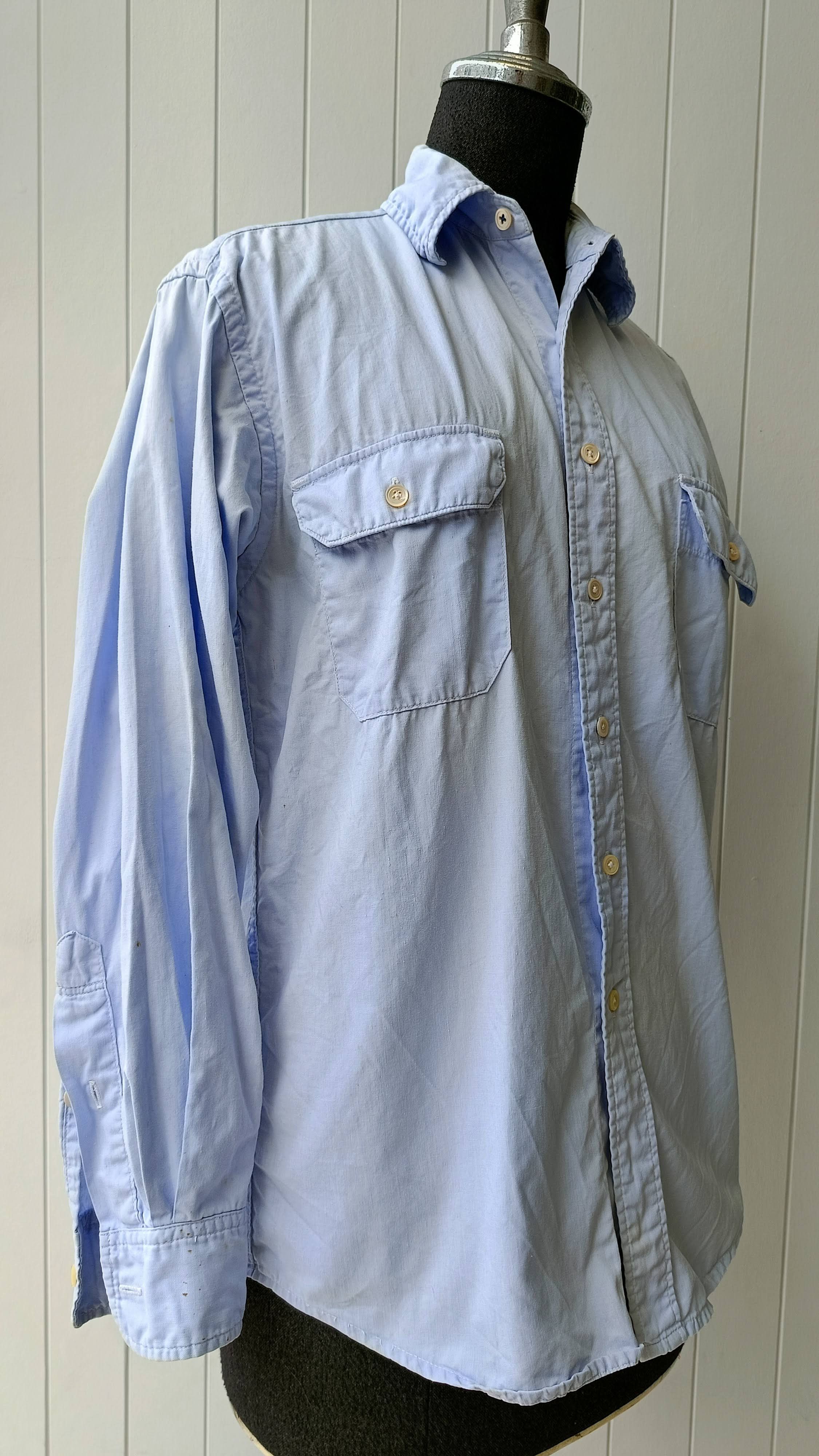 45rpm 45RPM NMD studio by R 90's solid blue stains shirt Size US S / EU 44-46 / 1 - 4 Thumbnail