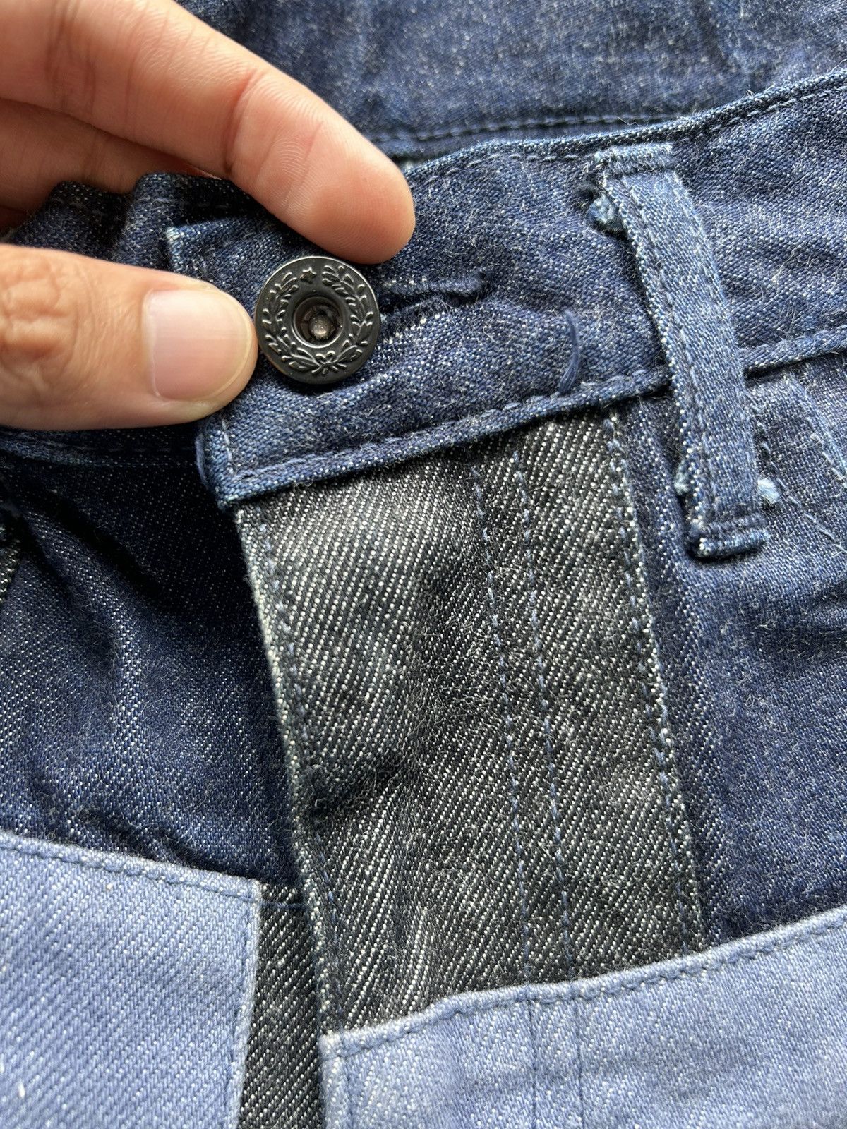 Japanese Brand × Kapital × Vintage Japanese Brand Four Bard Denim Patchwork Rare🎌☠️☠️ Size US 31 - 6 Thumbnail