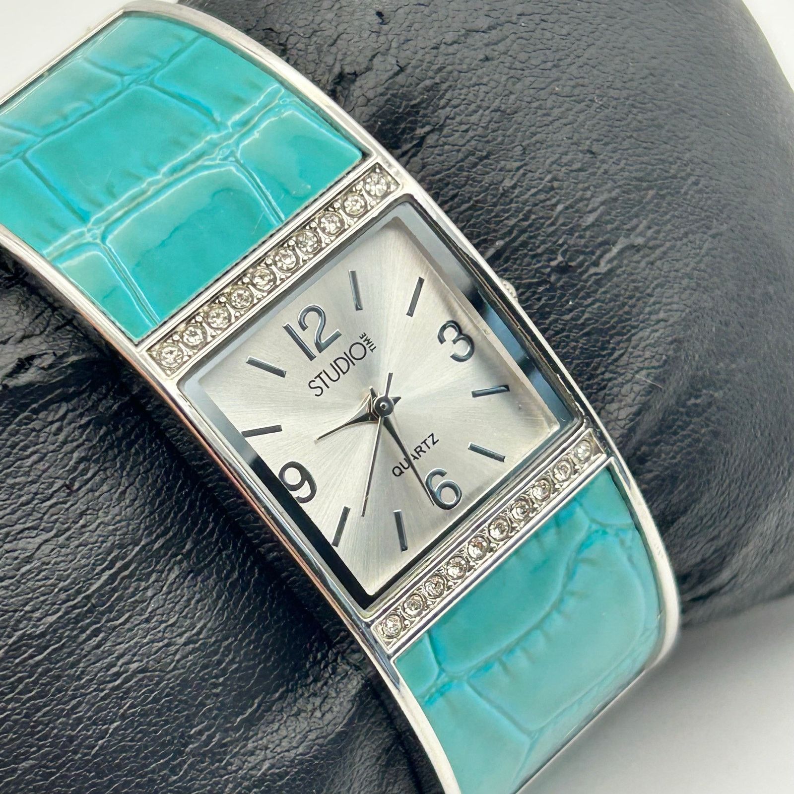 Other Studio Time Teal Silver Stainless Steel Womens Bangle Watch Size ONE SIZE - 3 Thumbnail
