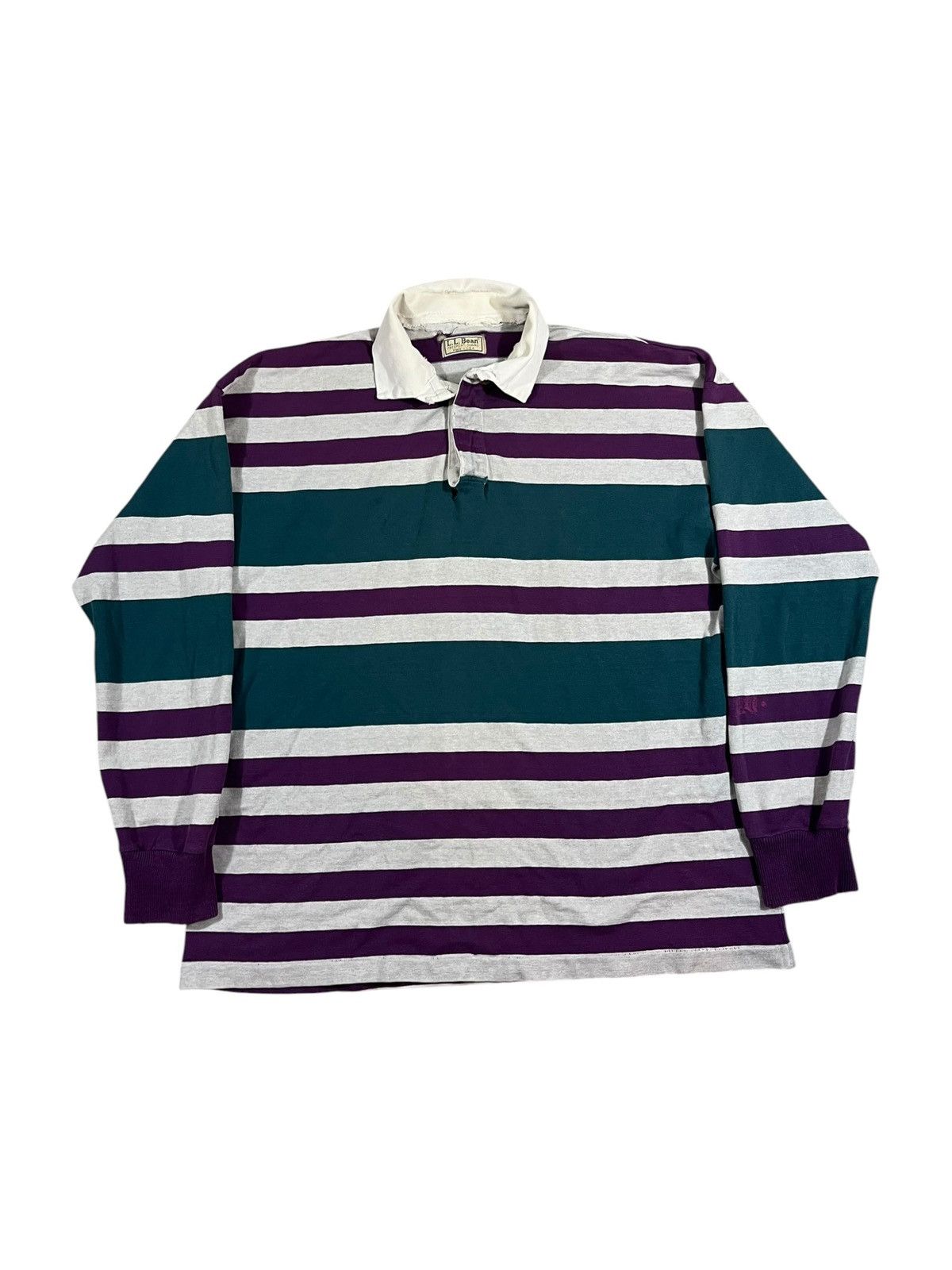 L.L. Bean Vintage 80s LL Bean Purple Striped Rugby Shirt Size US L / EU 52-54 / 3 - 1 Thumbnail