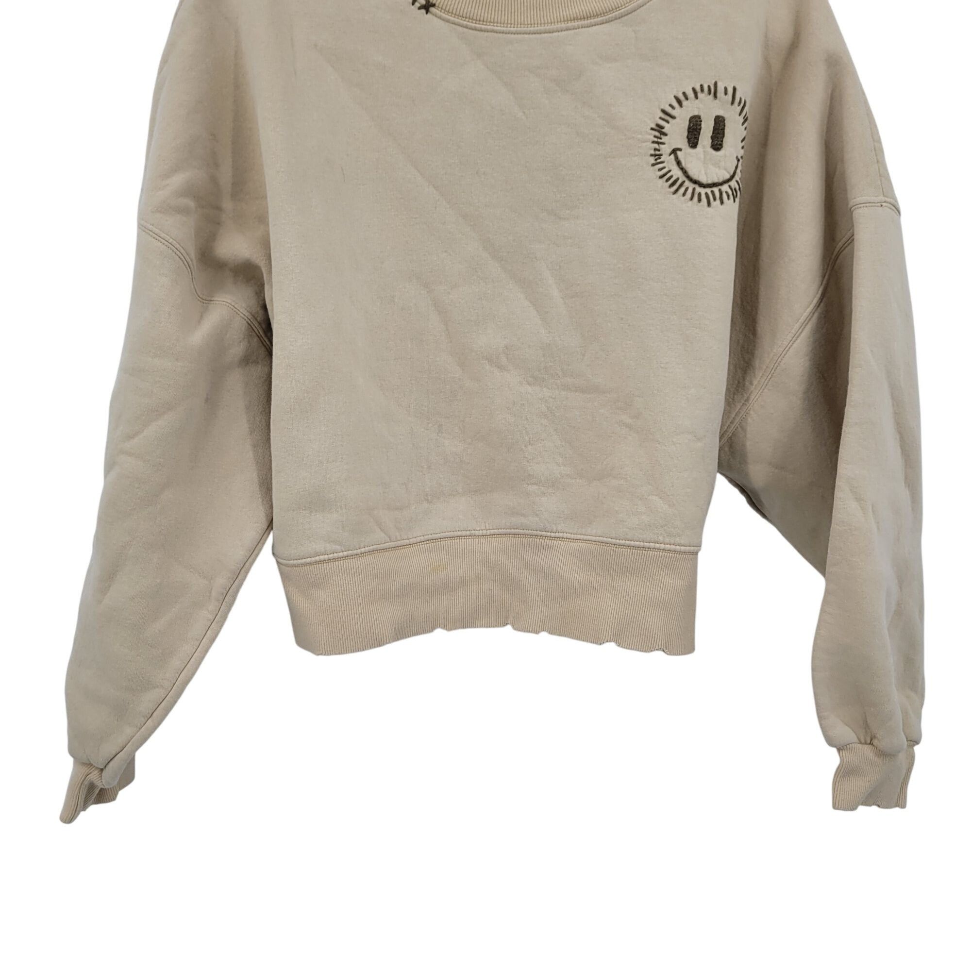 Other ASOS Design Womens Tan Distressed Smiley Embroidered Sweatsh Size M / US 6-8 / IT 42-44 - 6 Thumbnail