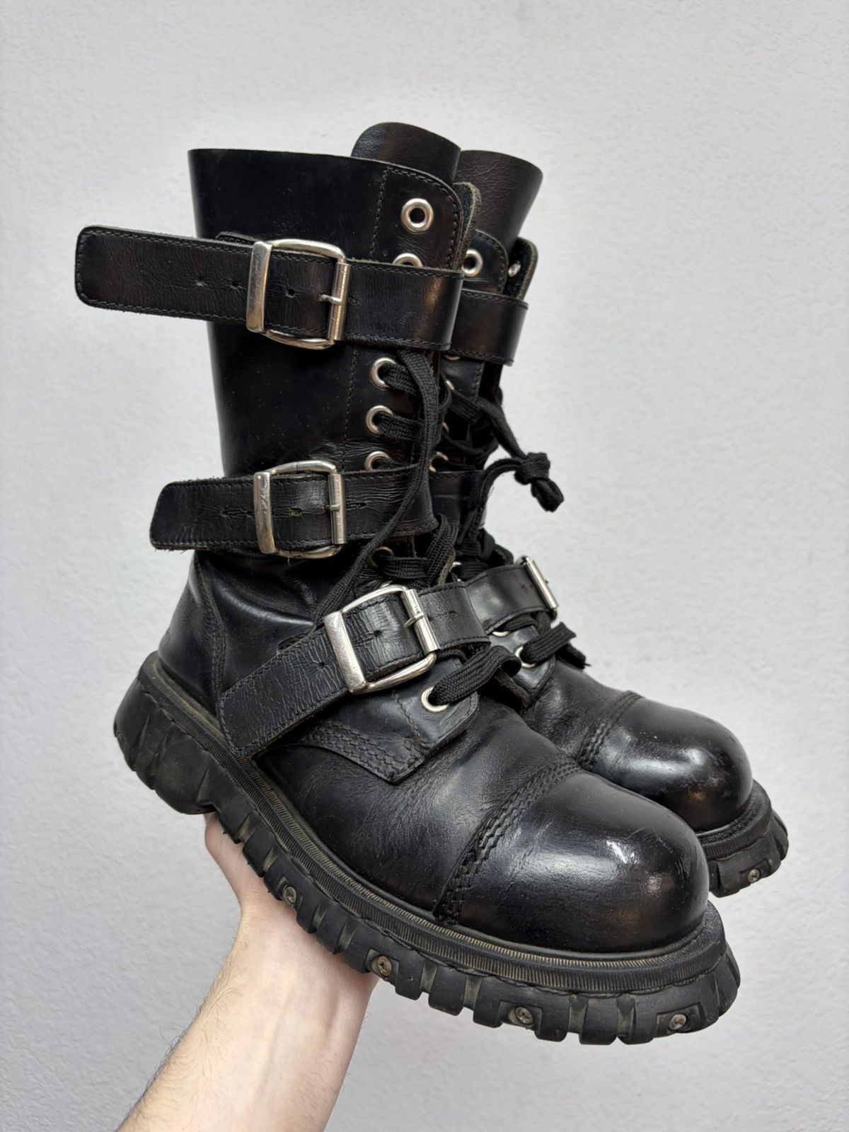 Hedi Slimane Studded Leather Multi Belted Boots Avant-Garde CCP Style Y2K Size US 9.5 / EU 42-43 - 3 Thumbnail