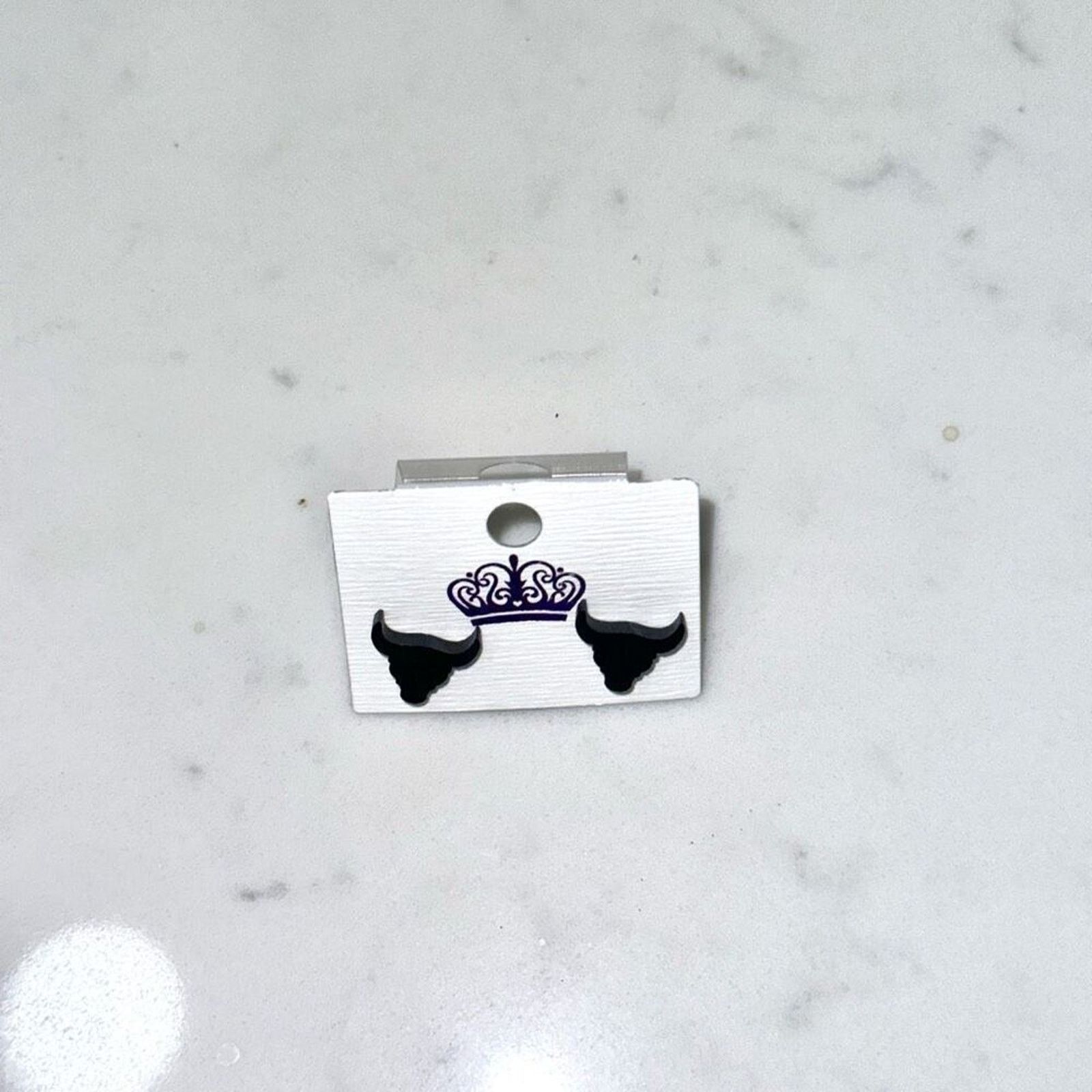 Other Black Glitter Bull Stud Earrings | Sz OS, NWT Size ONE SIZE - 3 Thumbnail