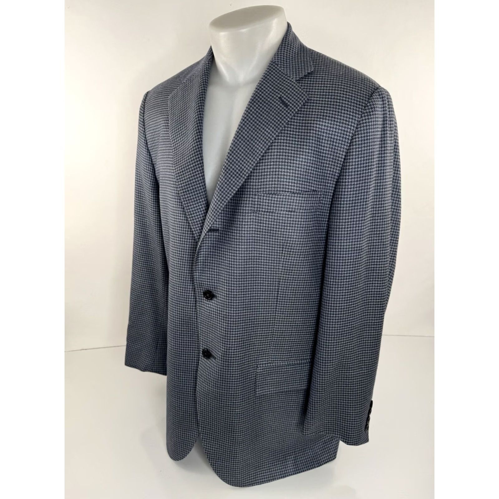 Polo Ralph Lauren POLO RALPH LAUREN ITALY - Wool Blazer 3 Button Jacket 42 R Blue Houndstooth Silk / Wool Men’s Jacket Masculine Polo Ralph Lauren Blazer Italy 42 Size US XL / EU 56 / 4 - 3 Thumbnail