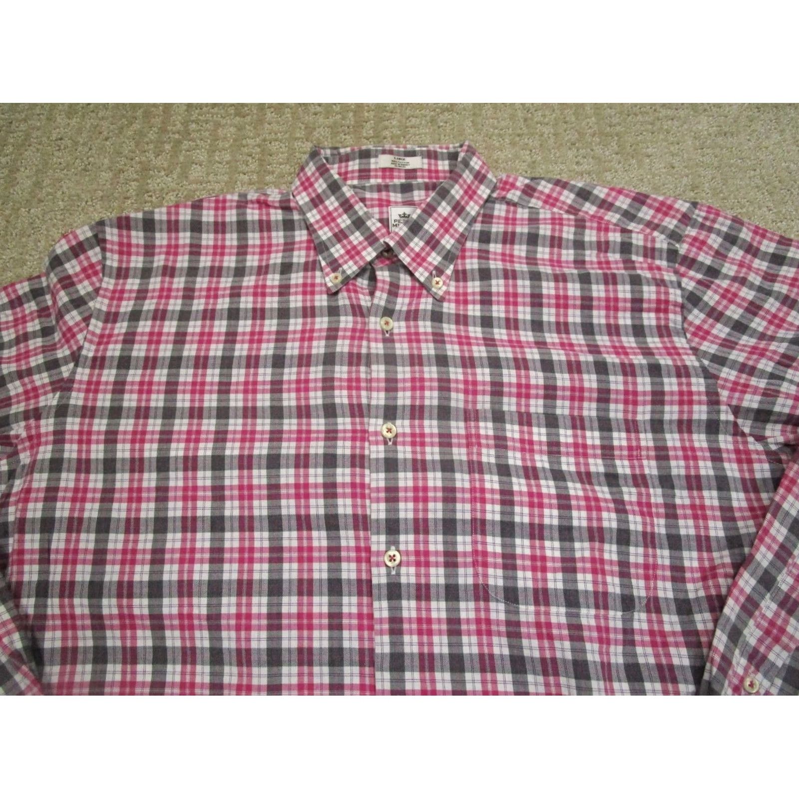 Peter Millar Peter Millar Shirt Men Large Pink Gray Check Long Sleeve Button-Down Cotton Size US L / EU 52-54 / 3 - 2 Thumbnail