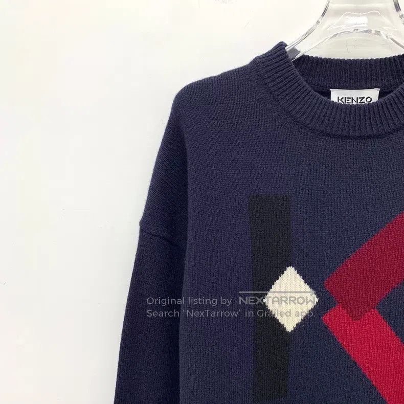 Kenzo Kenzo Blue Logo Flower Knitted Woolen Sweater Size XS / US 0-2 / IT 36-38 - 3 Thumbnail