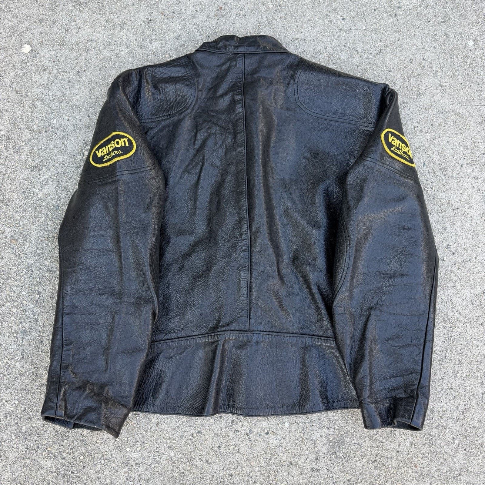 Leather × Vanson Leathers × Vintage Vintage Vanson Leather Black Motorcycle Jacket fits XL Men Size US XL / EU 56 / 4 - 4 Thumbnail