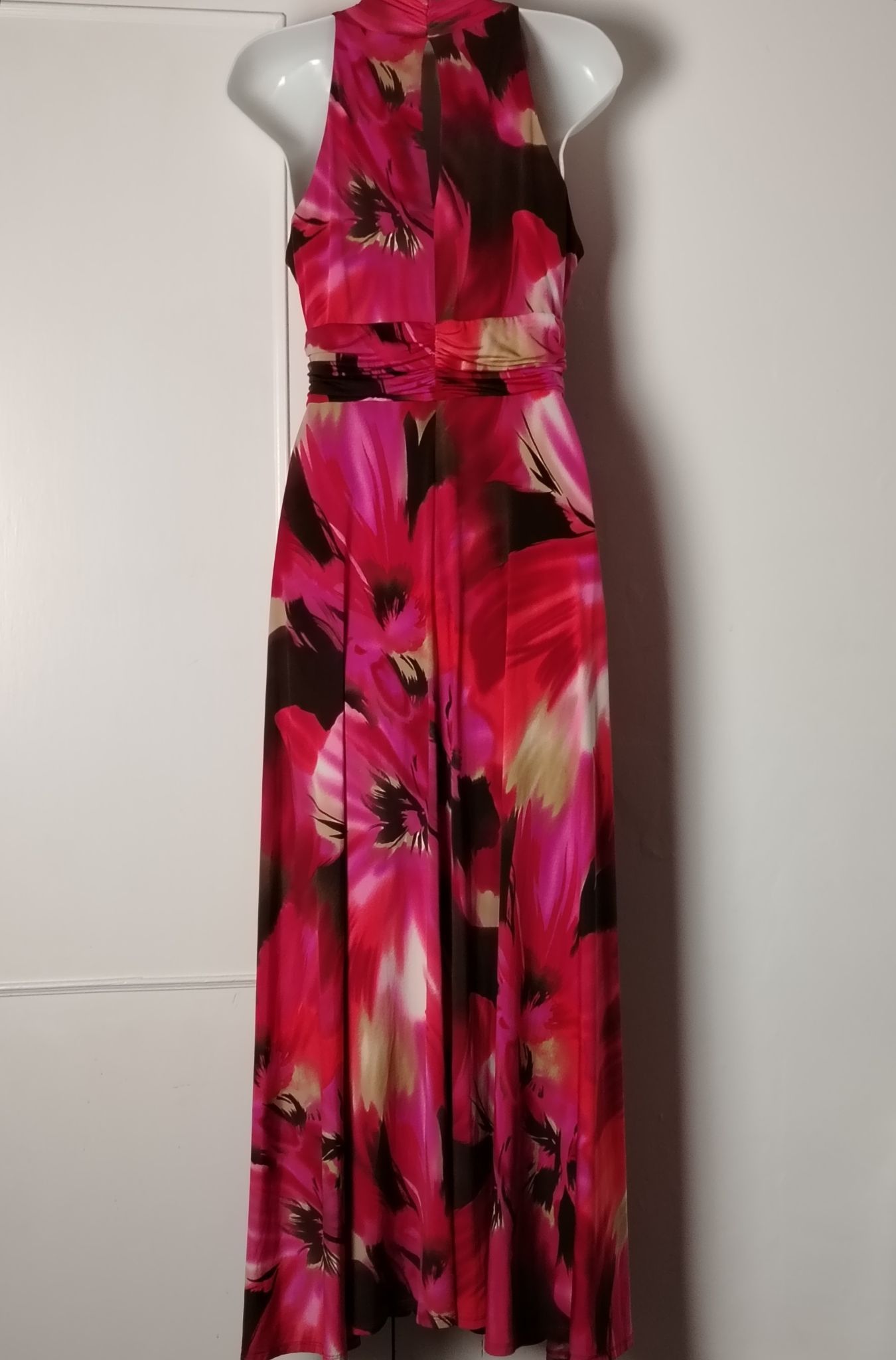 Other Pre-Loved Maxi Dress Women's 12 Pink Halter Neck Ruched Size XL / US 12-14 / IT 48-50 - 4 Thumbnail