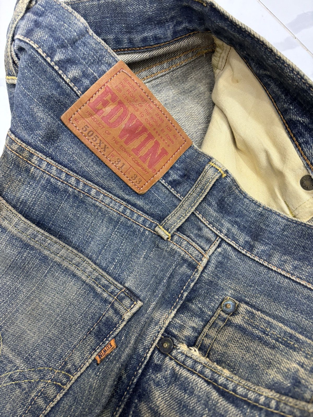 Kapital EDWIN 505XX MUD WASH SELVEDGE BAGGY DISTRESSED DENIM JEANS Size US 31 - 10 Thumbnail