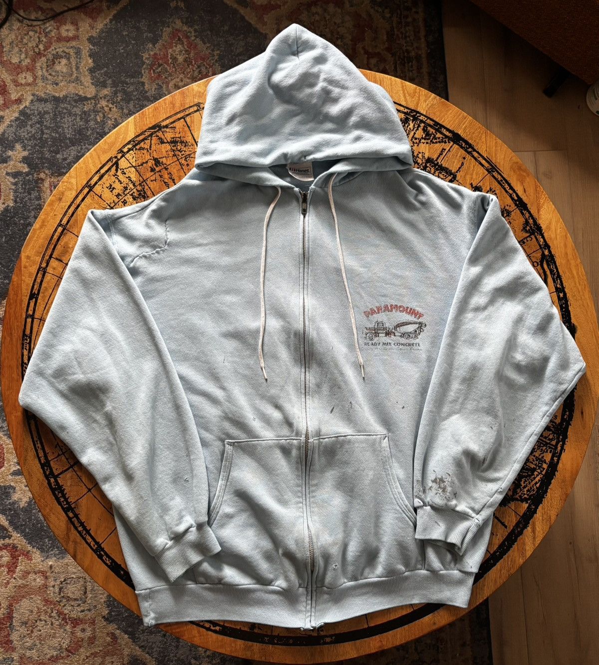 Vintage Vintage 80s Thrashed/Distressed Paint Graphic Zip Hoodie Size US XL / EU 56 / 4 - 1 Thumbnail