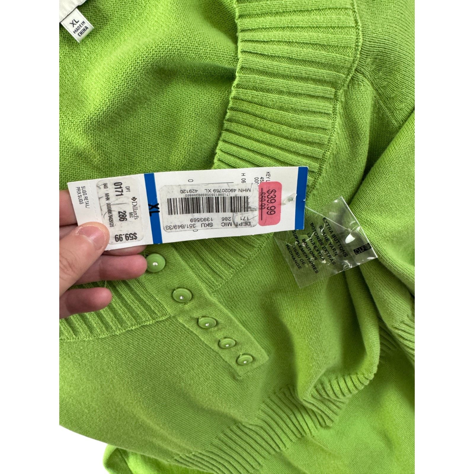 Jones New York Jones New York Sport Green Henley Sweater Green XL NWT Size XL / US 12-14 / IT 48-50 - 11 Thumbnail