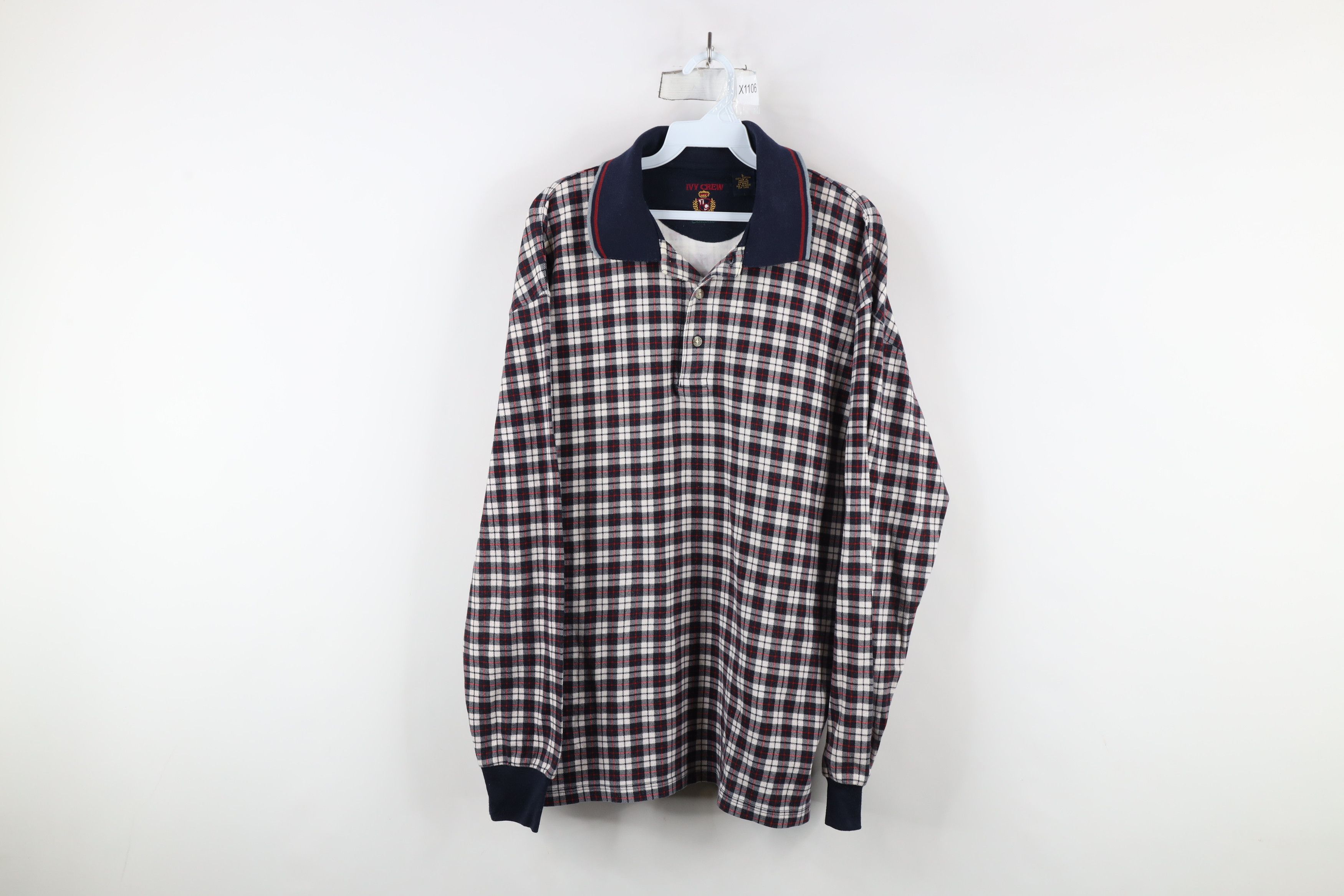 Vintage Vintage 90s Streetwear Long Sleeve Rugby Polo Shirt Plaid Size US L / EU 52-54 / 3 - 1 Thumbnail