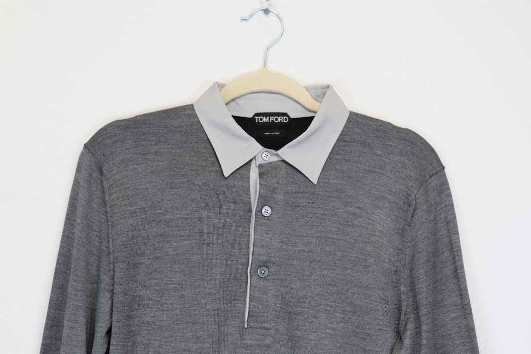 Tom Ford o1rshd1 Q: 2 / Long Sleeve Polo Shirt in Grey Size US S / EU 44-46 / 1 - 2 Thumbnail