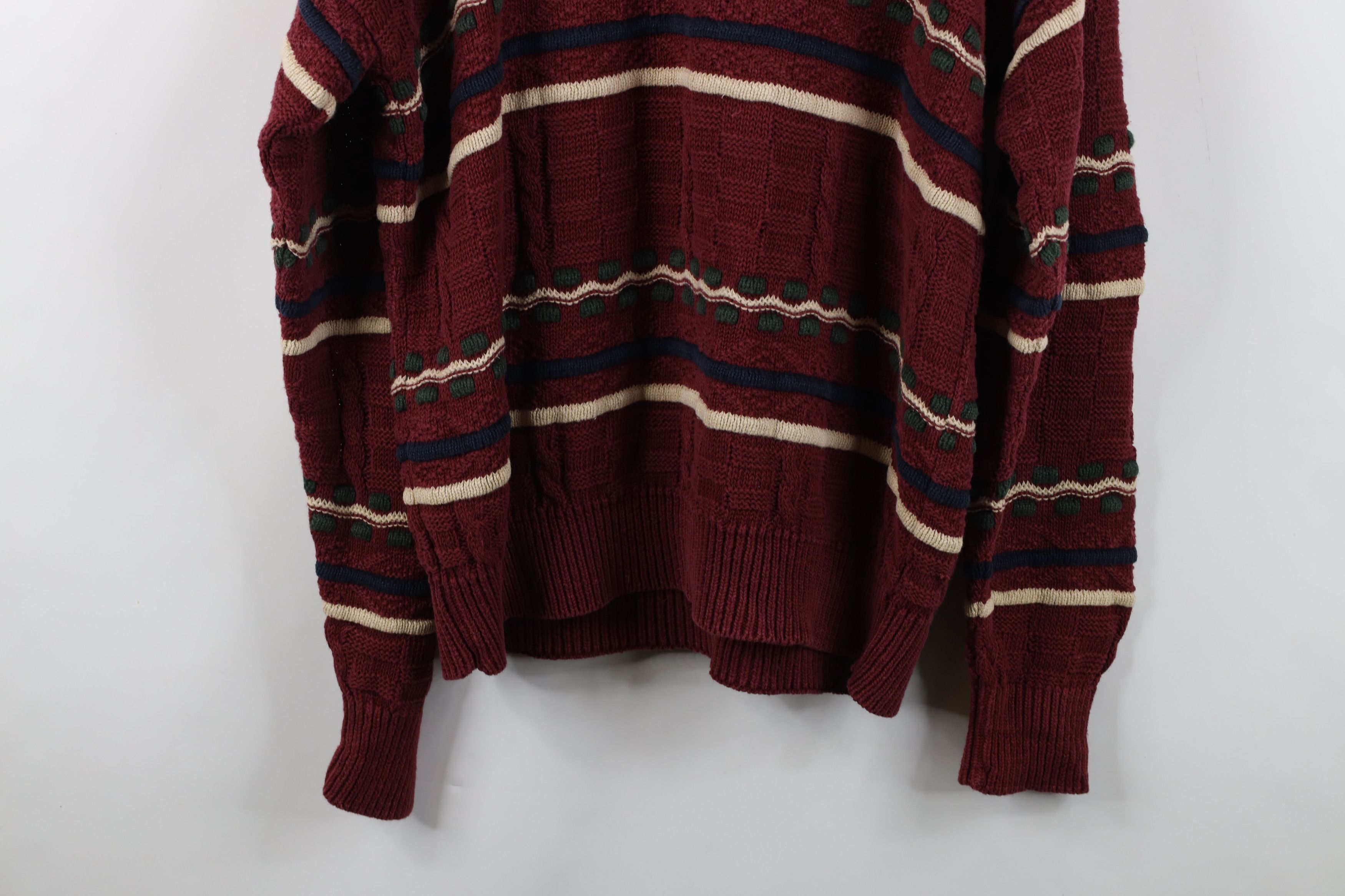 Vintage Vintage 90s Streetwear Ribbed Cable Knit Striped Sweater Size US L / EU 52-54 / 3 - 11 Thumbnail