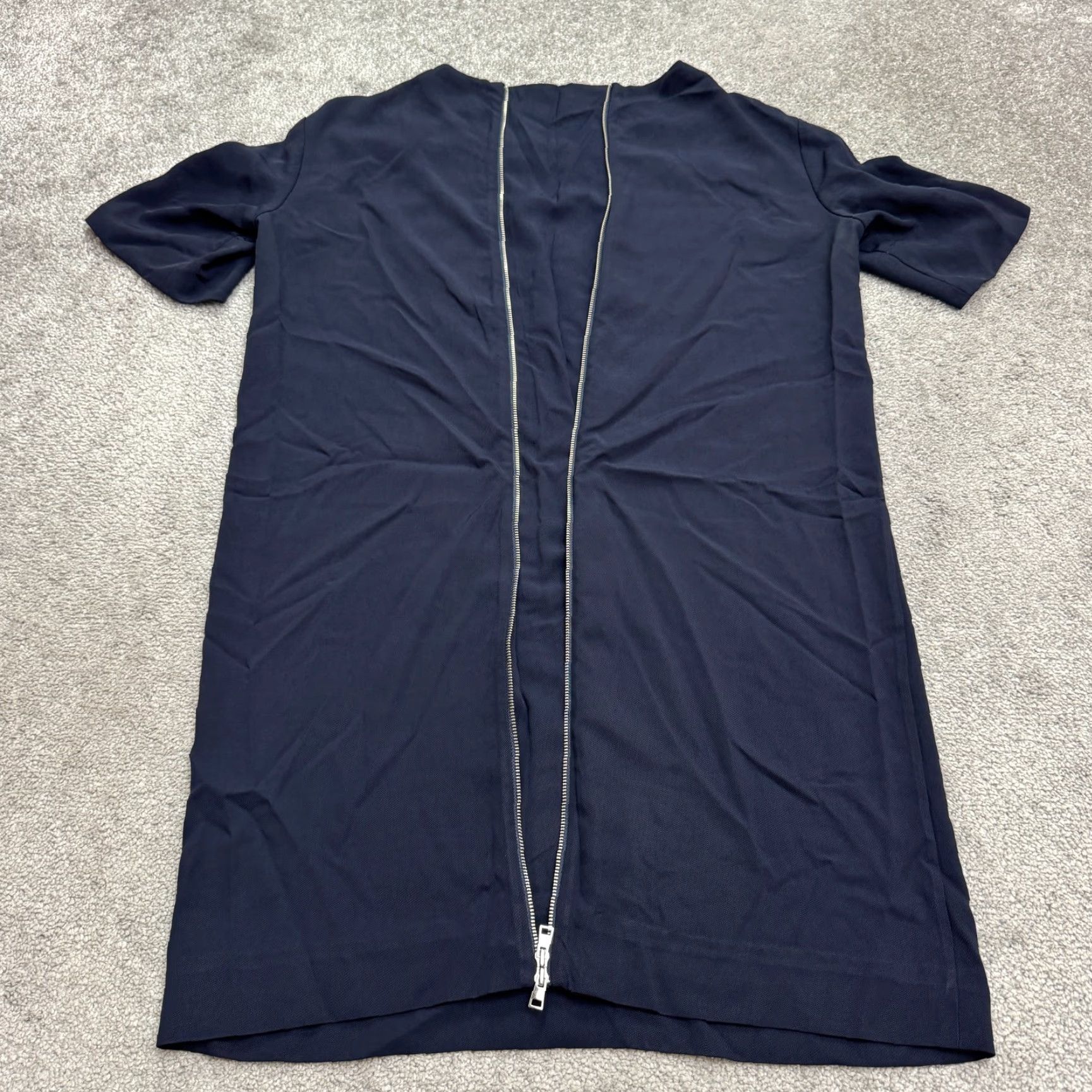 Everlane Midi Shift Dress Womens 6 Navy Blue Short Sleeve Classic Business Casual
