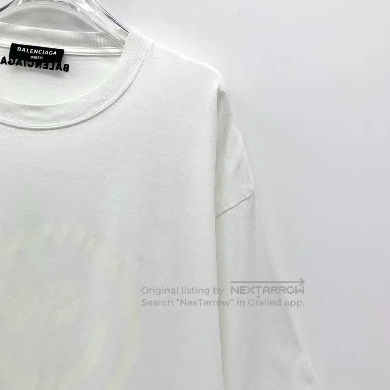 Balenciaga Balenciaga White Logo Letter Embroidered Cotton Round Neck Size US S / EU 44-46 / 1 - 3 Thumbnail
