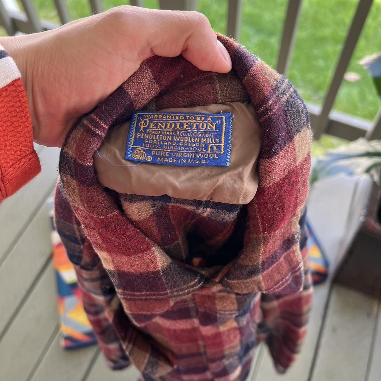 Pendleton × Vintage Vintage 80's Pendleton Flannel Wool Shadow Plaid Flap Pocket Size US L / EU 52-54 / 3 - 6 Thumbnail