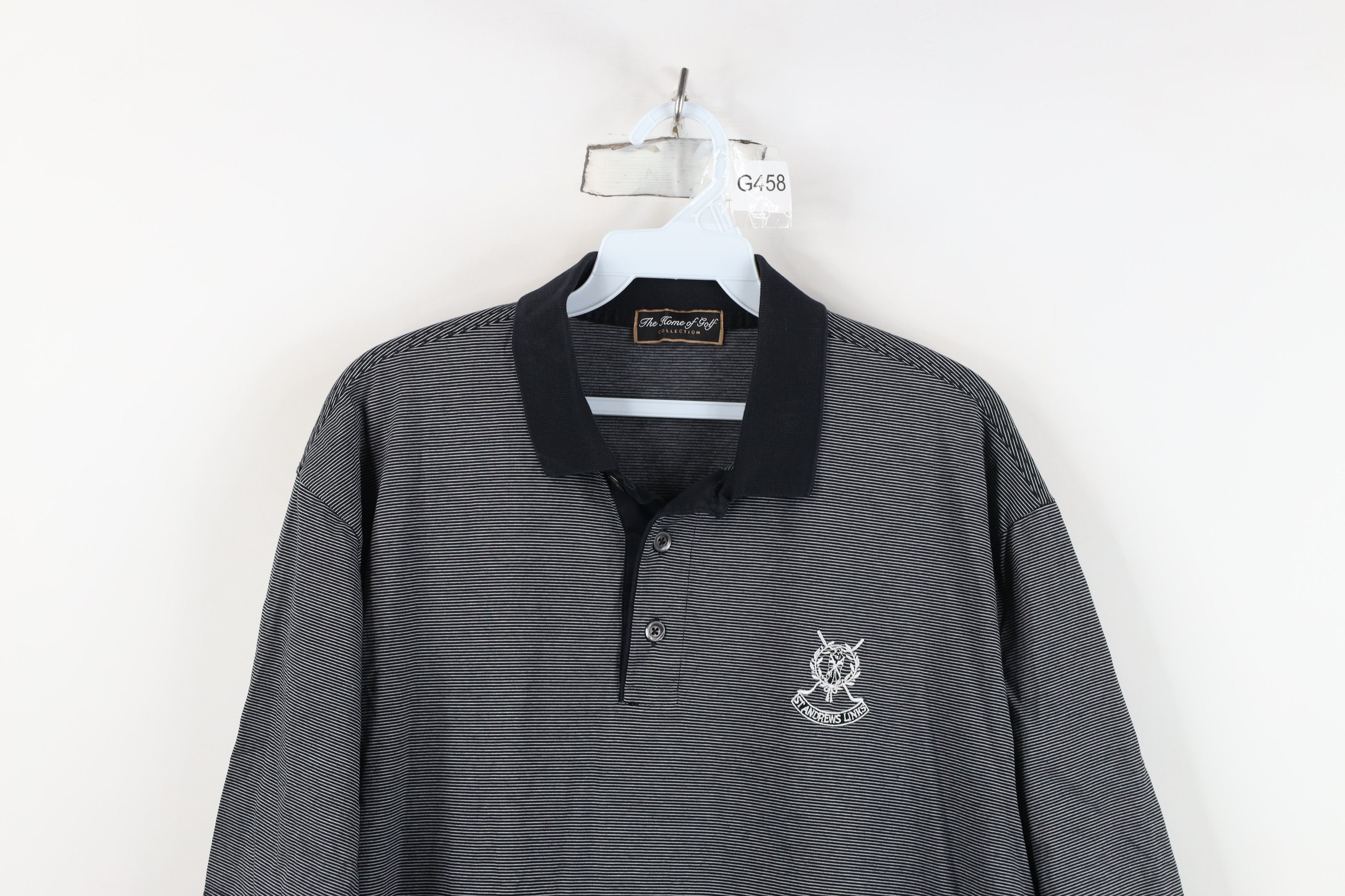 Vintage Vintage Pinstriped St Andrews Links Collard Golf Polo Shirt Size US L / EU 52-54 / 3 - 2 Thumbnail