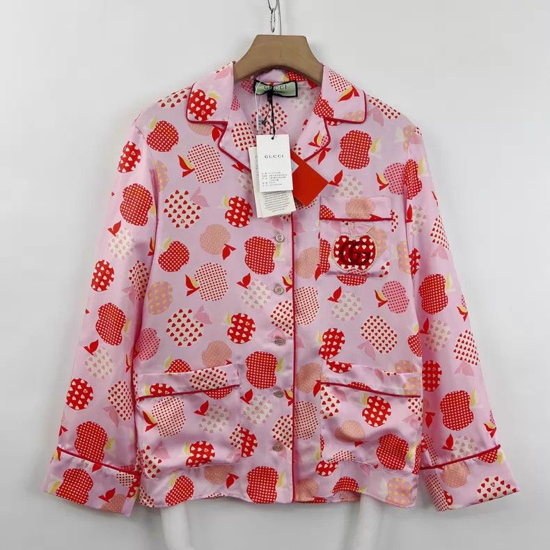 Gucci Gucci Pink heart-shaped apple full-print long-sleeved shir Size XS / US 0-2 / IT 36-38 - 1 Thumbnail
