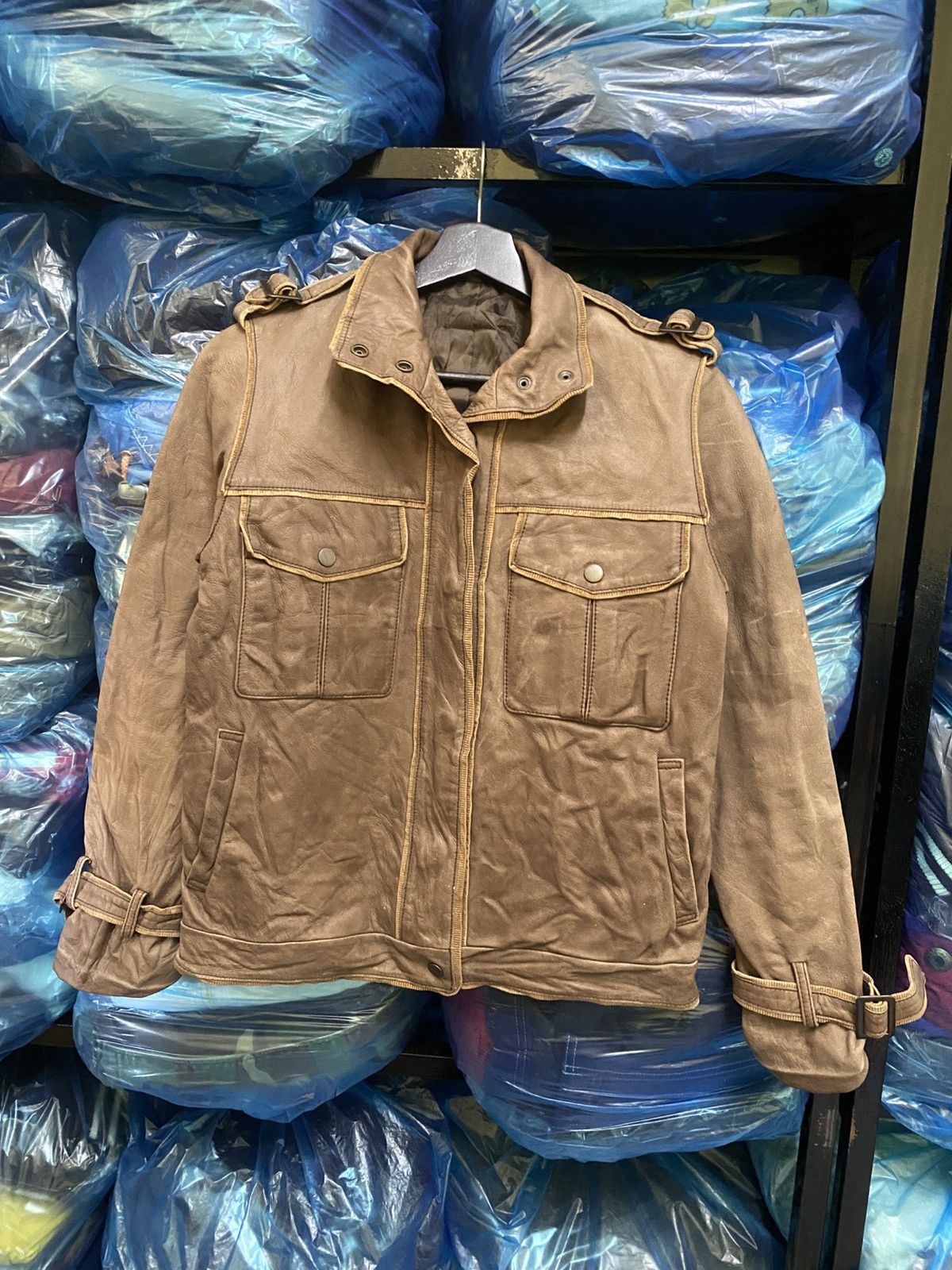 Other Fruitcake Brown Vintage Pigskin Leather Jacket Epaulettes Size US XS / EU 42 / 0 - 1 Thumbnail