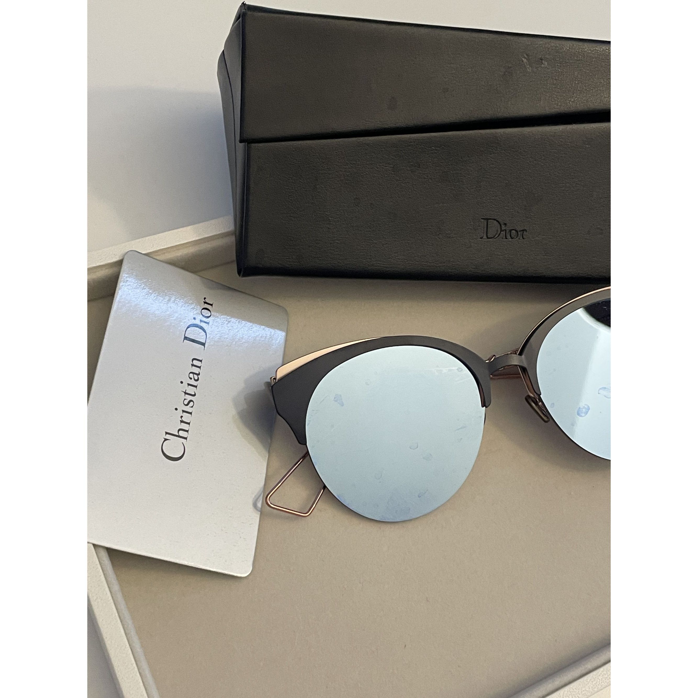 Dior Christian Dior Metal Cat-Eye Sunglasses With Mirror Lenses & Size ONE SIZE - 4 Thumbnail