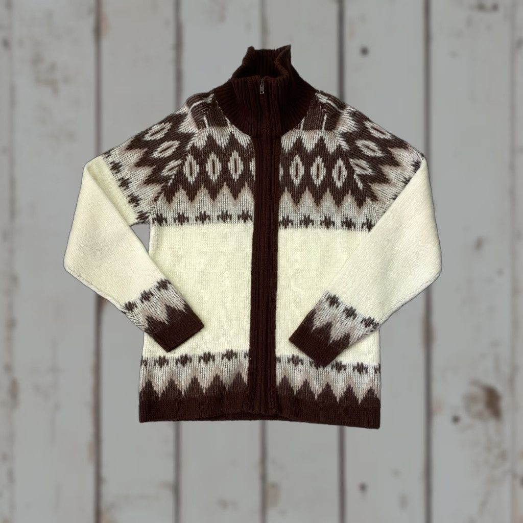 London Fog VINTAGE London Fog Acrylic Full Zip Sweater Womens M Brown Knit Size M / US 6-8 / IT 42-44 - 1 Thumbnail