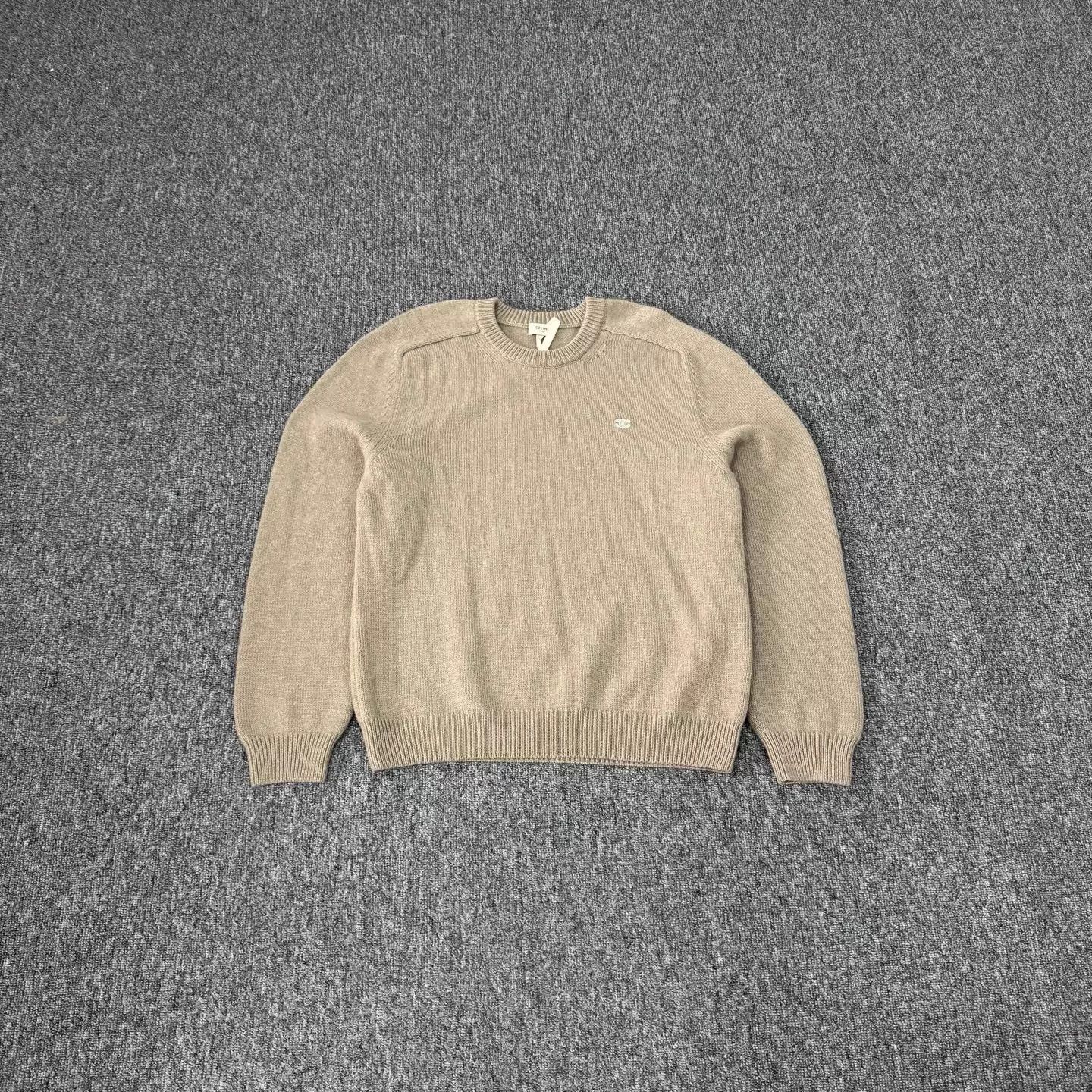 Celine Celine Beige Knit Sweater XL 99 New (Triumph Arch Embroidered) Size US XL / EU 56 / 4 - 1 Thumbnail