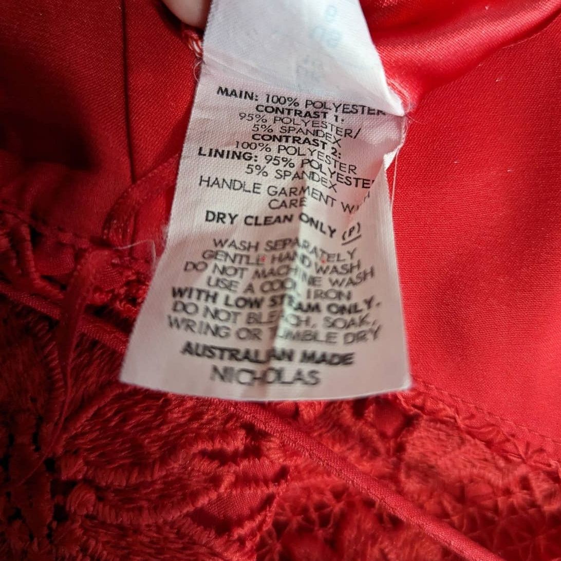 NICHOLAS NICHOLAS Rouleau Red Lace Sleeveless V-Neck Midi Dress 6 Size M / US 6-8 / IT 42-44 - 7 Thumbnail