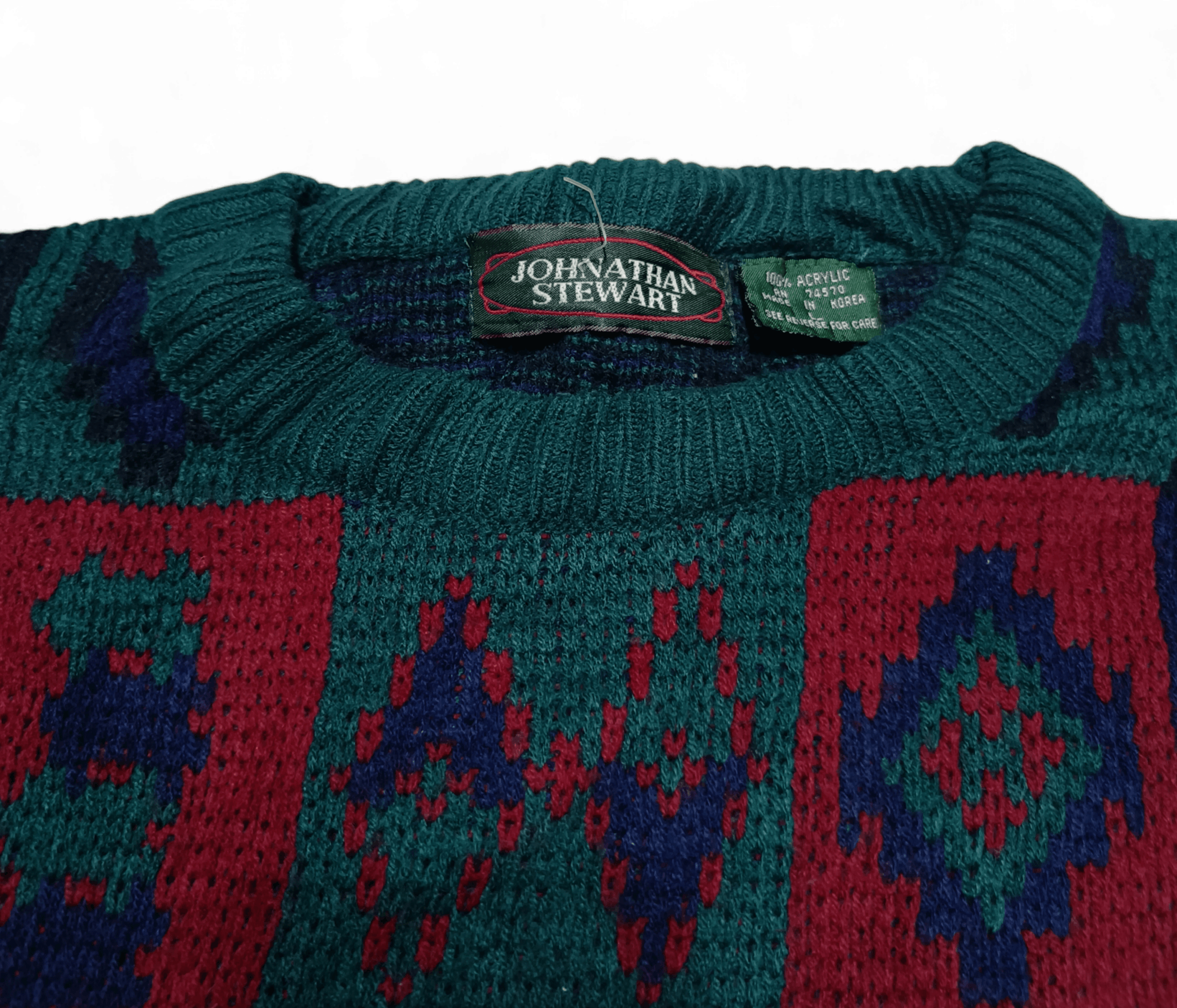 Other Vintage 80s JOHNATHAN STEWART Ethnic Motifs Knit Sweater Size US L / EU 52-54 / 3 - 8 Thumbnail