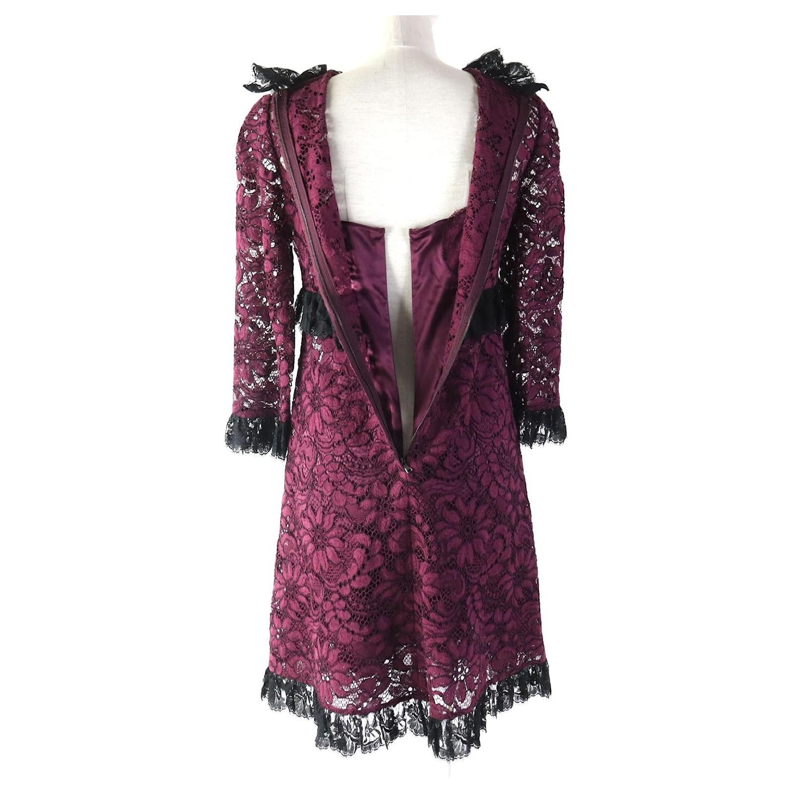 Dolce & Gabbana o1y0825 Mini Dress in Plum/Black Size XS / US 0-2 / IT 36-38 - 4 Thumbnail