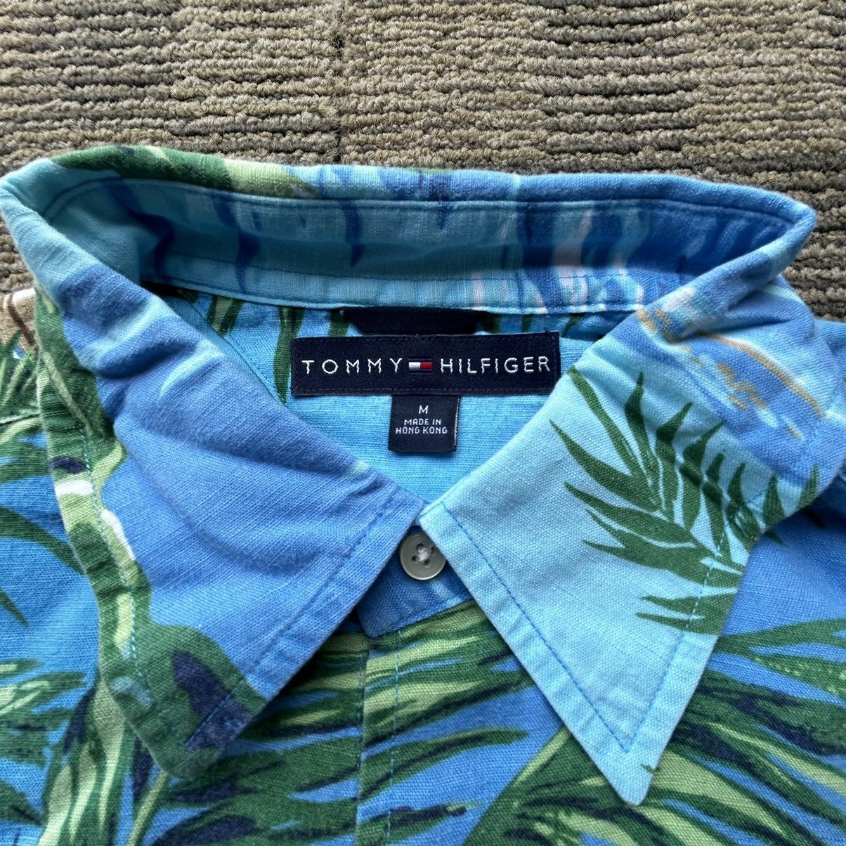 Tommy Hilfiger Vintage Tommy Hilfiger Blue Tropical AOP Button-Up Shirt Size US M / EU 48-50 / 2 - 3 Thumbnail