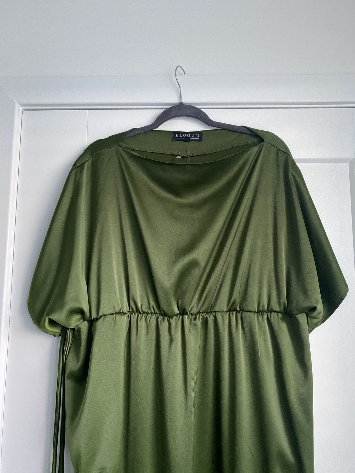 Other Eloquii Womens Satin Boat Neck Waist Tie Chic Maxi Dress Size 3XL / US 20-22 - 3 Thumbnail