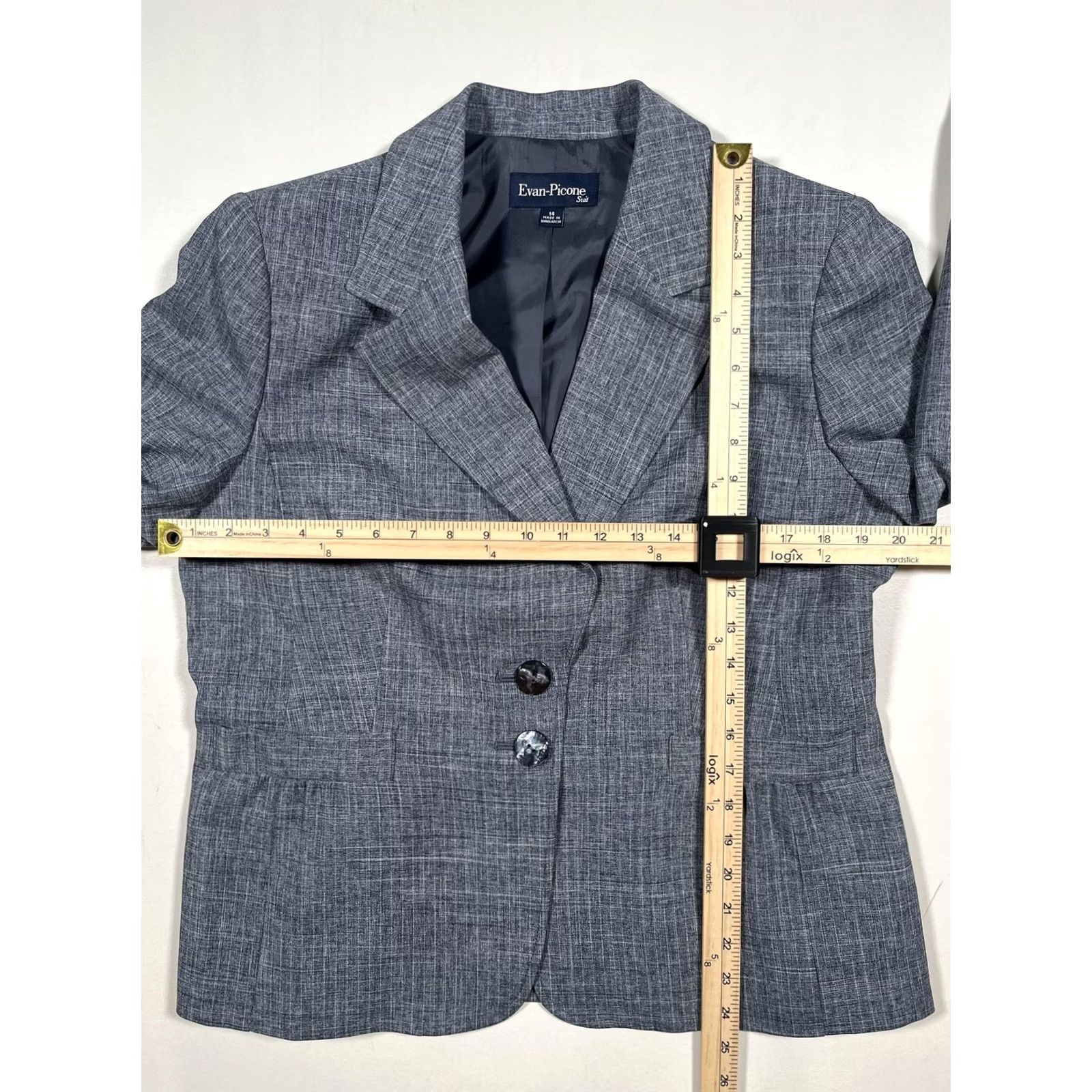 Evan Picone VINTAGE Evan-Picone Blazer Jacket Womens 14 Gray Check Tailored Lined Workwear Size XL / US 12-14 / IT 48-50 - 4 Thumbnail