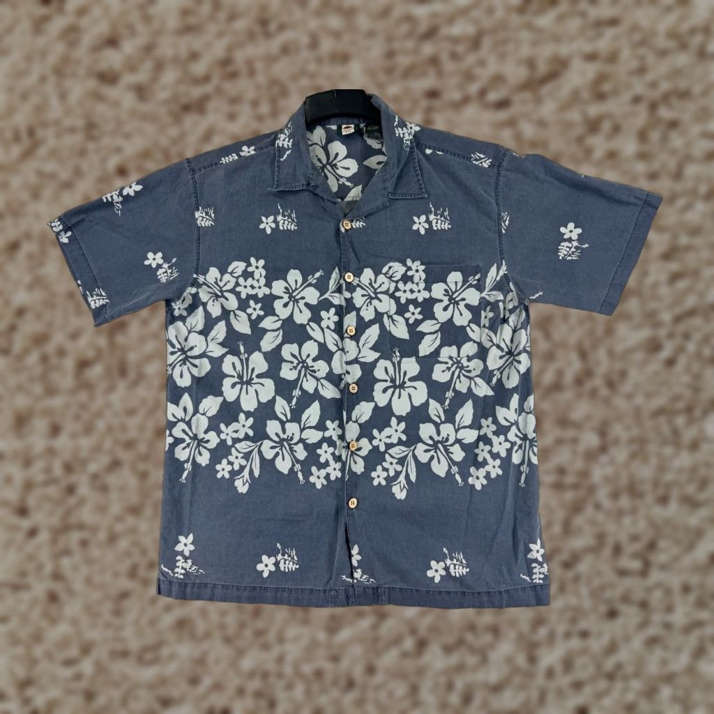 Etro Metro One Hawaiian Shirt Adult Large Blue Floral Button-Up Cotton Short Sleeve Aloha Resort Mens Size US L / EU 52-54 / 3 - 1 Thumbnail