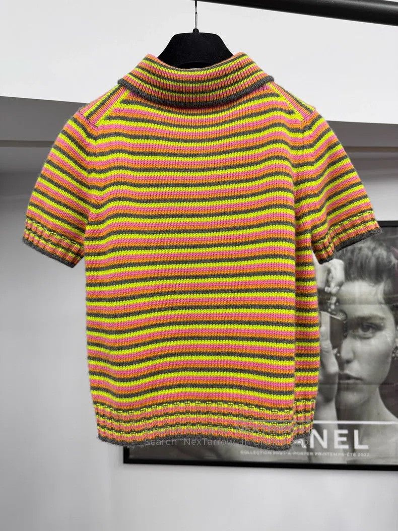 Dior Dior Colourful striped cashmere knitted short sleeves Size XS / US 0-2 / IT 36-38 - 3 Thumbnail