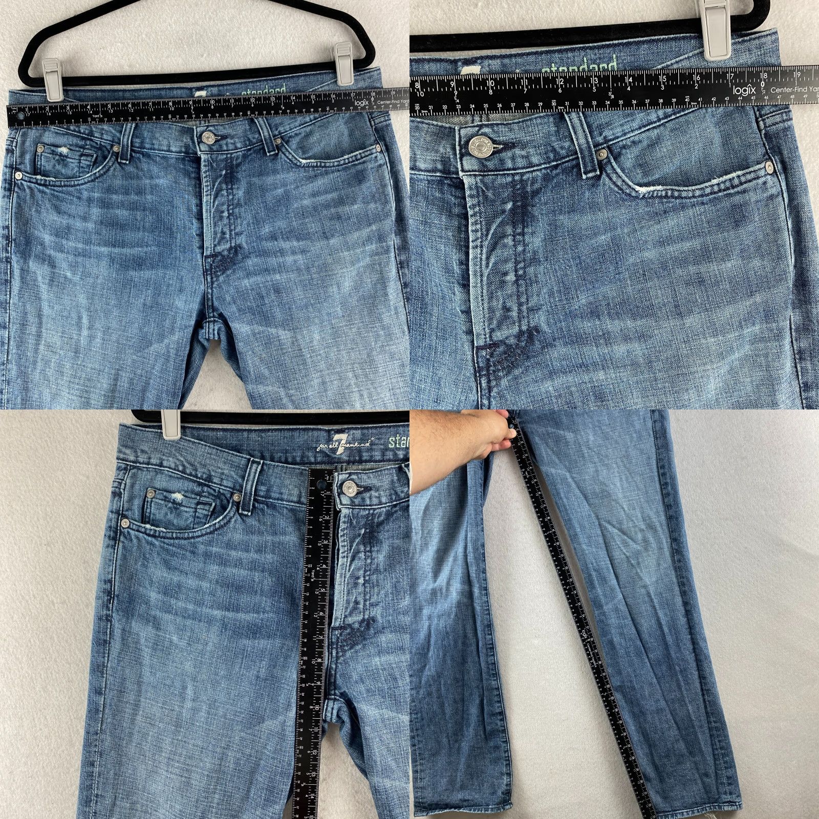 7 For All Mankind 7 For All Mankind Jeans Mens 36 Blue Straight Distressed Denim Size US 36 / EU 52 - 8 Thumbnail
