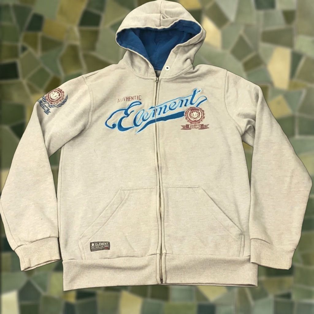 Element VINTAGE Element Hoodie Mens M Gray Zip Graphic Print 90s Grunge Skateboarding Size US M / EU 48-50 / 2 - 1 Thumbnail