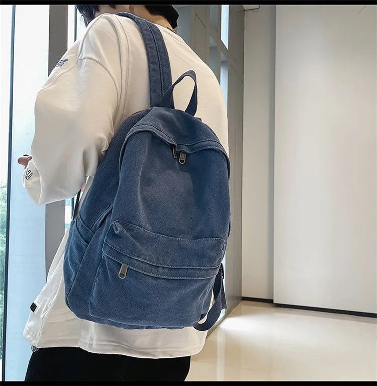 Japanese Brand Blue Canvas Backpack Size ONE SIZE - 2 Thumbnail