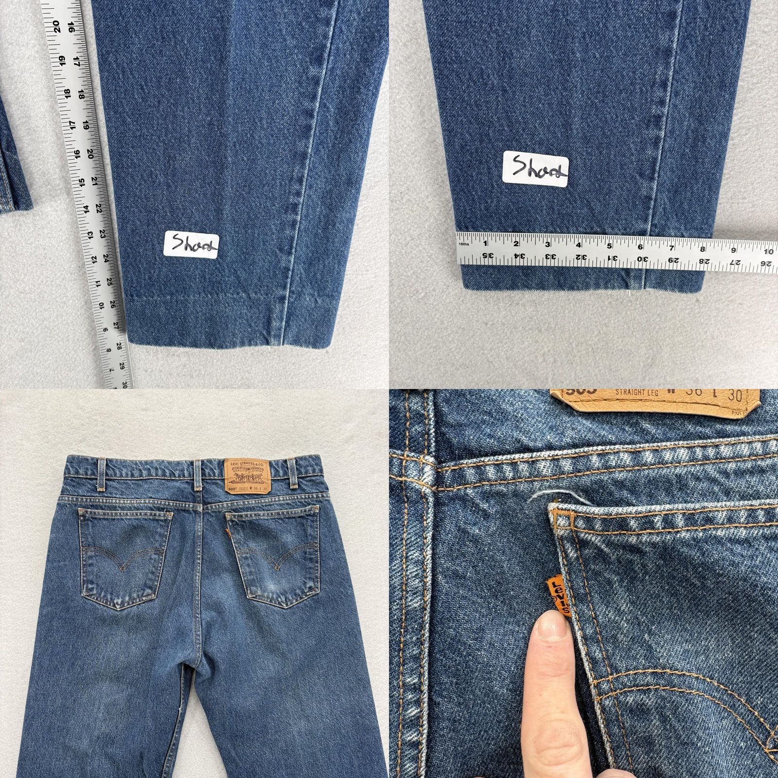 Levi's VINTAGE Levi's 505 Jeans Mens 36x28 Blue Regular Straight Denim Orange Tab 1995 Size US 36 / EU 52 - 8 Thumbnail