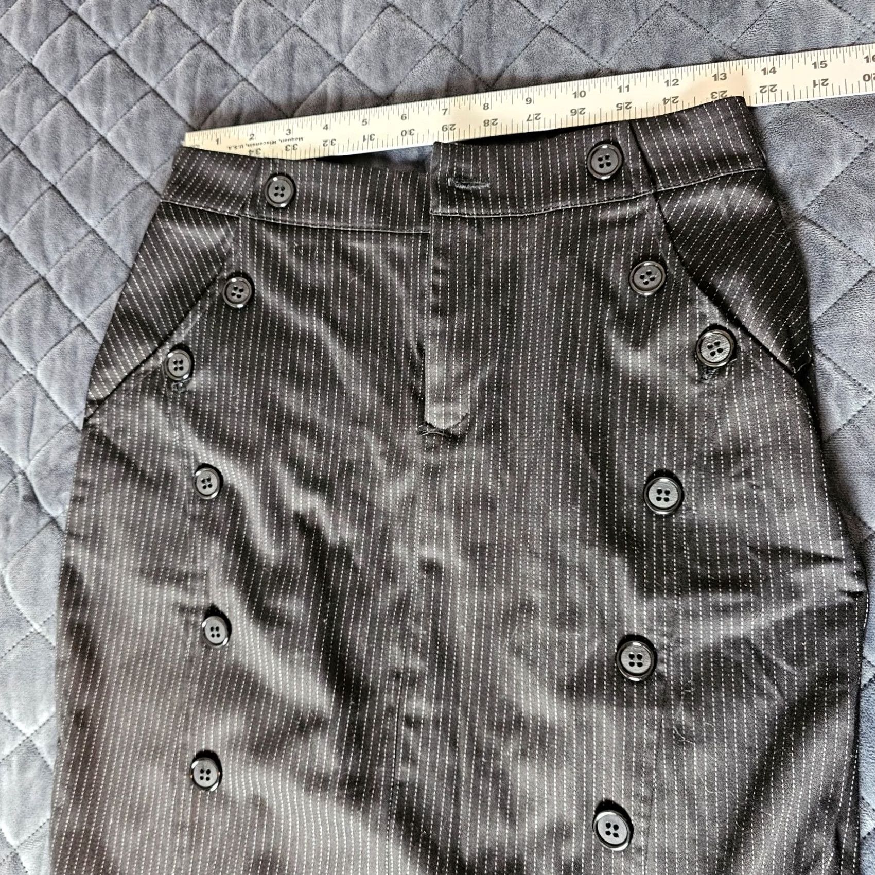 Vintage JLO Jennifer Lopez Pencil Skirt Womens Size 28 Black Striped Stitching Skirt Knee Length Womens Size 28" / US 6 / IT 42 - 3 Thumbnail