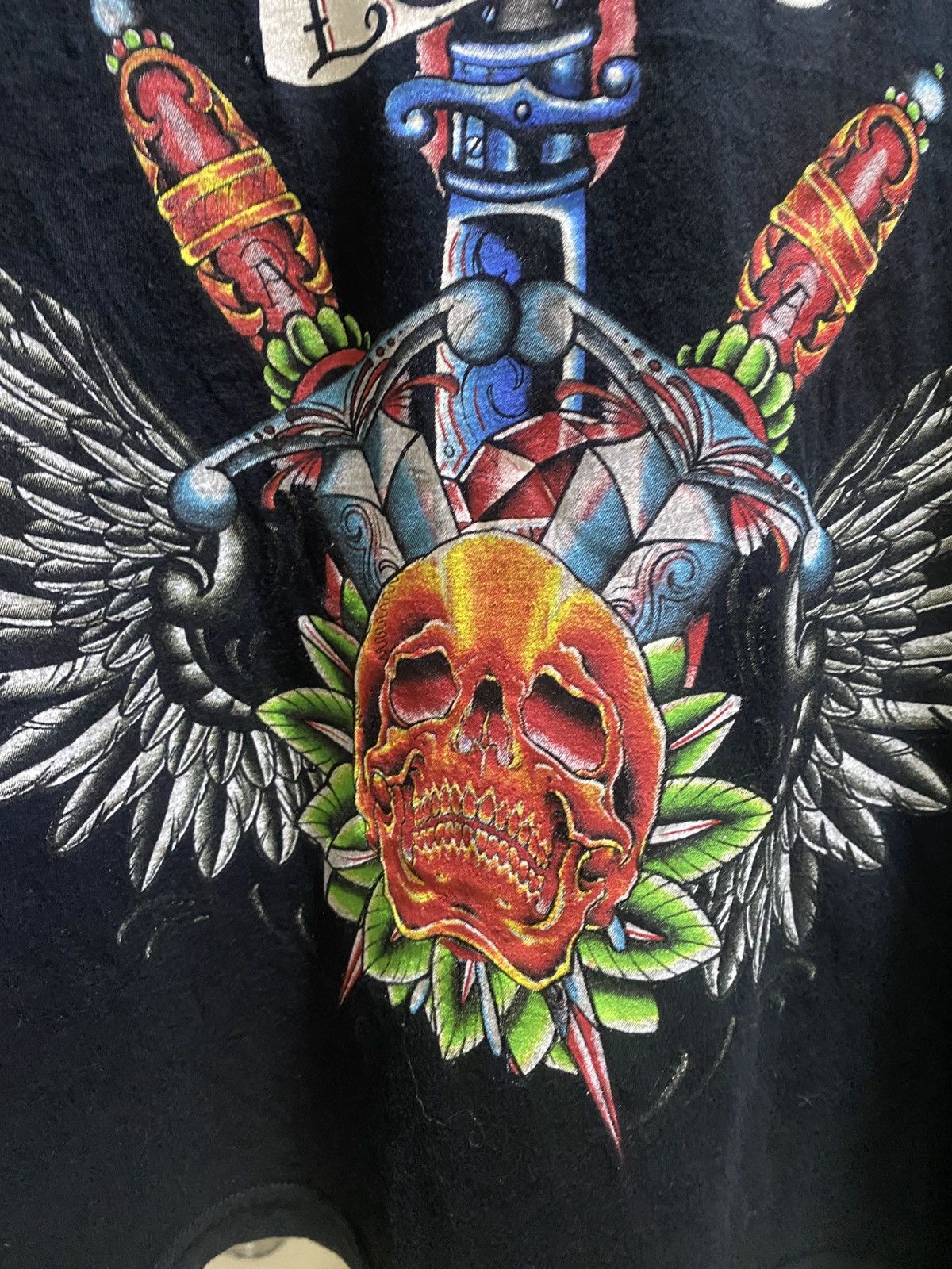 Ed Hardy Christian Audigier Graphic Black Panther Skull Design Tshirt Size US L / EU 52-54 / 3 - 7 Thumbnail