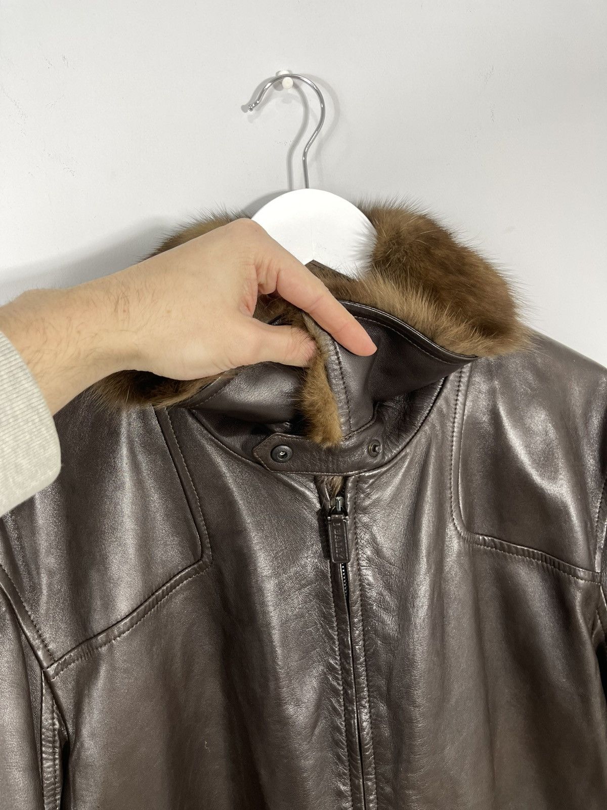 Bally Vintage BALLY Brown Soft Leather Jacket with Fur Collar Size US L / EU 52-54 / 3 - 15 Thumbnail