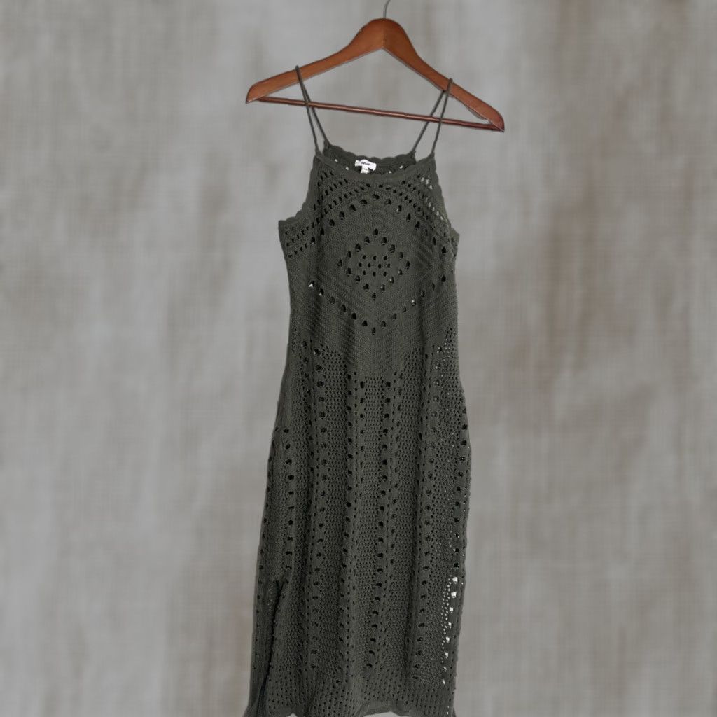 Vintage Aerie Dress Knit Olive Green Cotton Spaghetti Strap Long Womens M Size M / US 6-8 / IT 42-44 - 1 Thumbnail